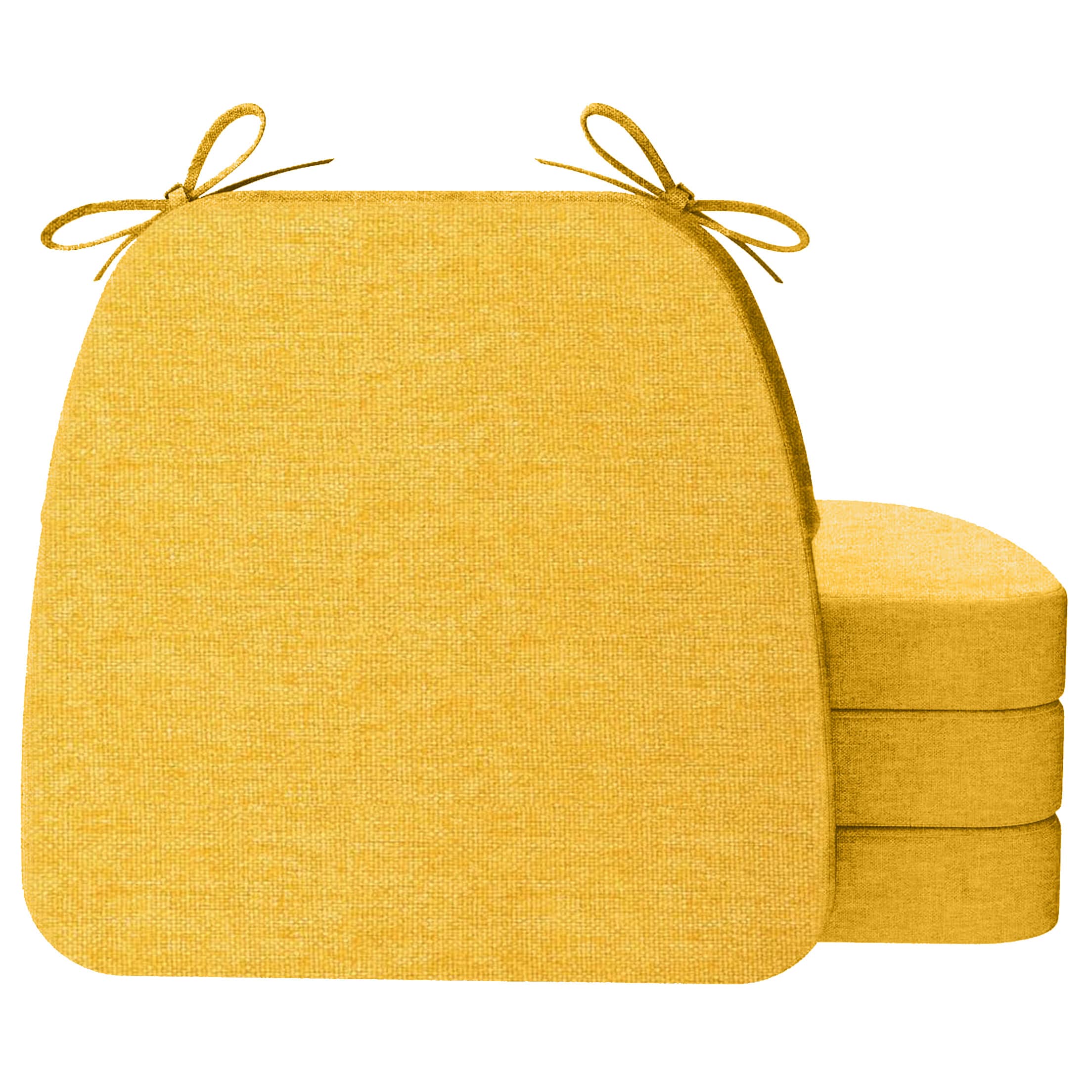 AAAAAcessories LS-DCCLH-JHUANG-4P Golden Yellow Solid Chair Cushion