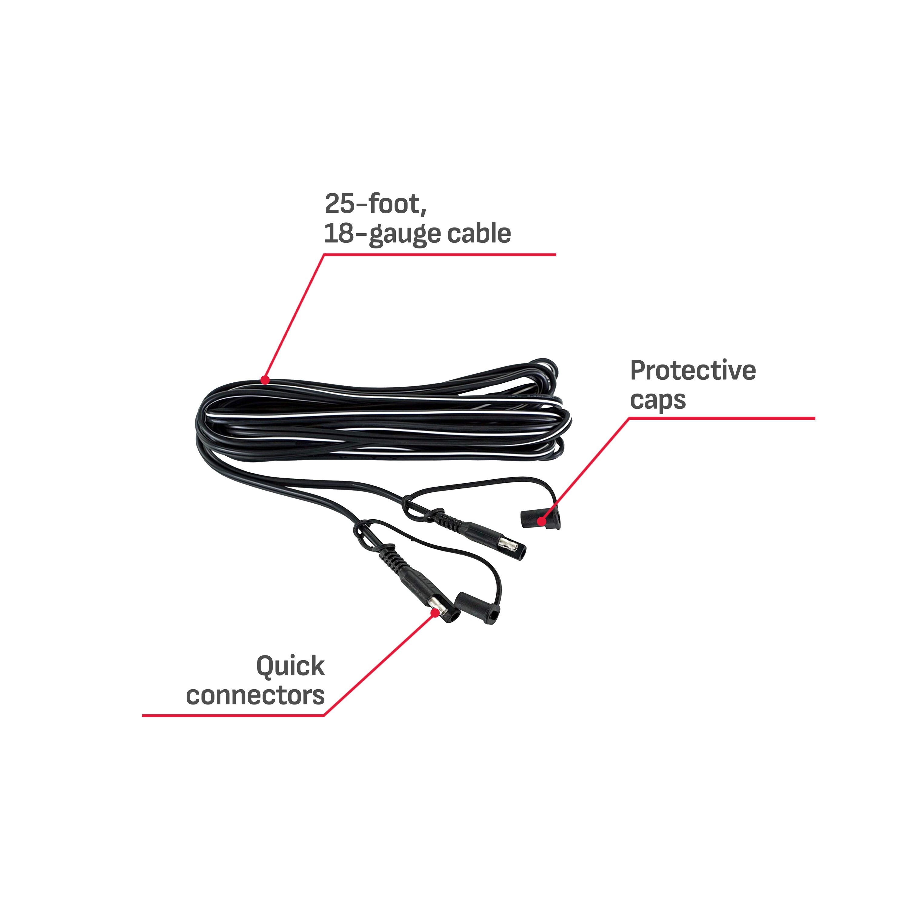 Schumacher Electric Schumacher Battery Cable 25ft, 18 Gauge, Quick