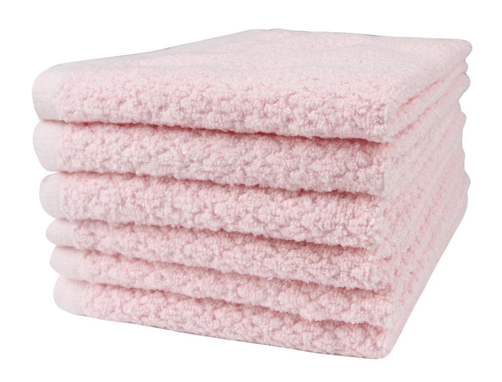 Everplush 6-Piece Pale Pink Cotton Quick Dry Wash Cloth (Diamond Jacquard  Towels) in the Bathroom Towels department at