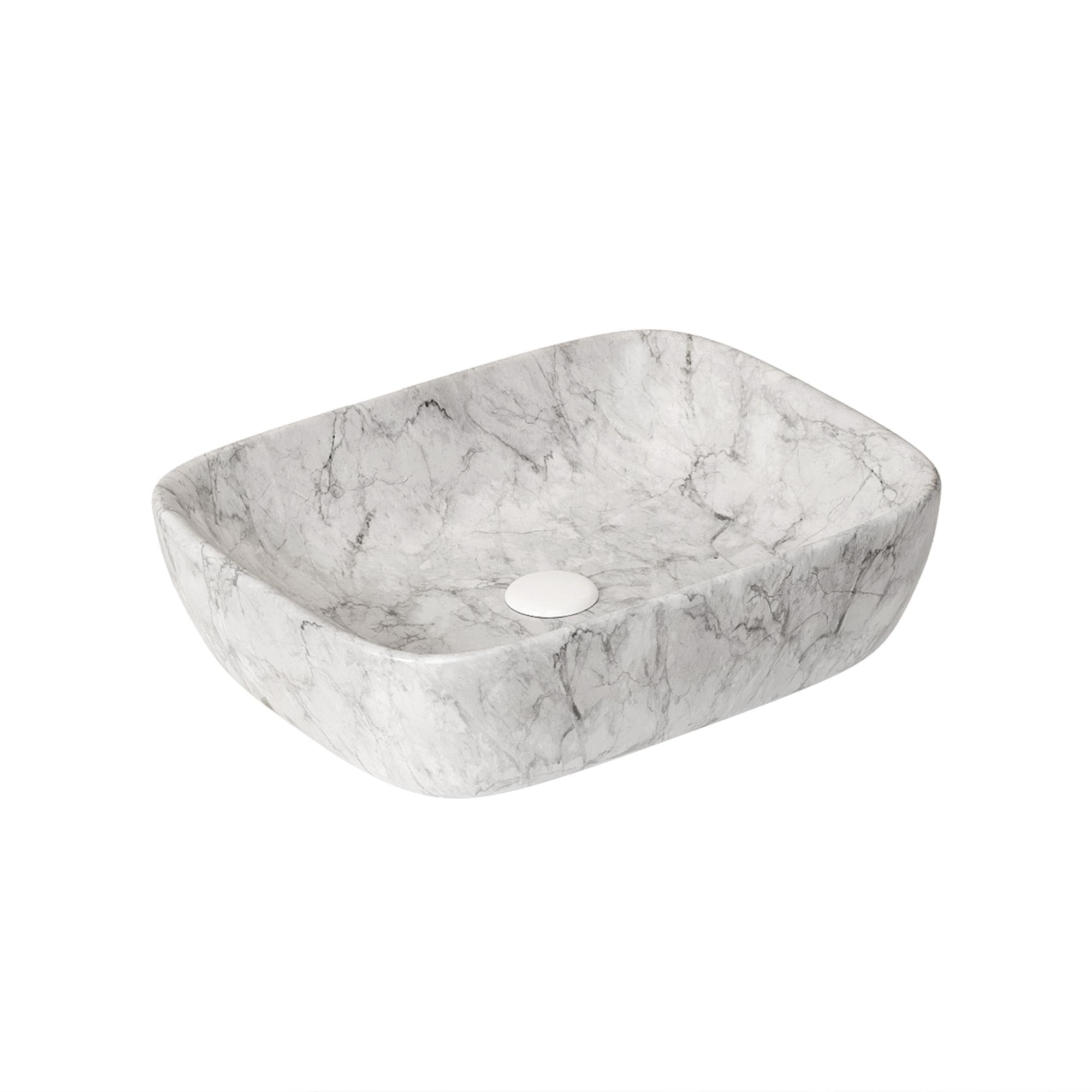 Blisstyle No Faucet No Drain 19 Inch Bathroom Ceramic Sink Without Cabinet Volakas White Marble