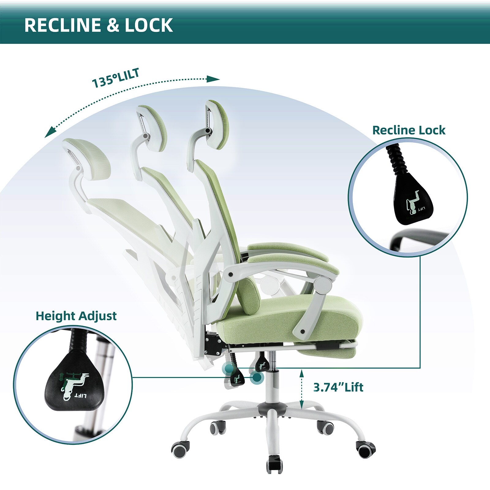 Black Mesh High Back Ergonomic Office Chair with Adjustable Features