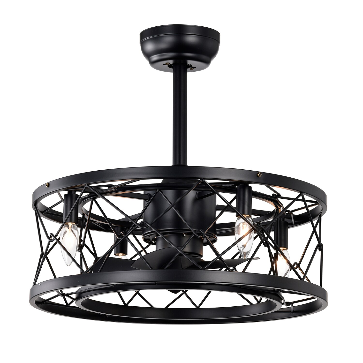 SINOFURN SYC640012BN 20.5-in Black with Finished Blades Fandelier Ceiling Fan Without Light - Remote Included ( 5 -Blade )