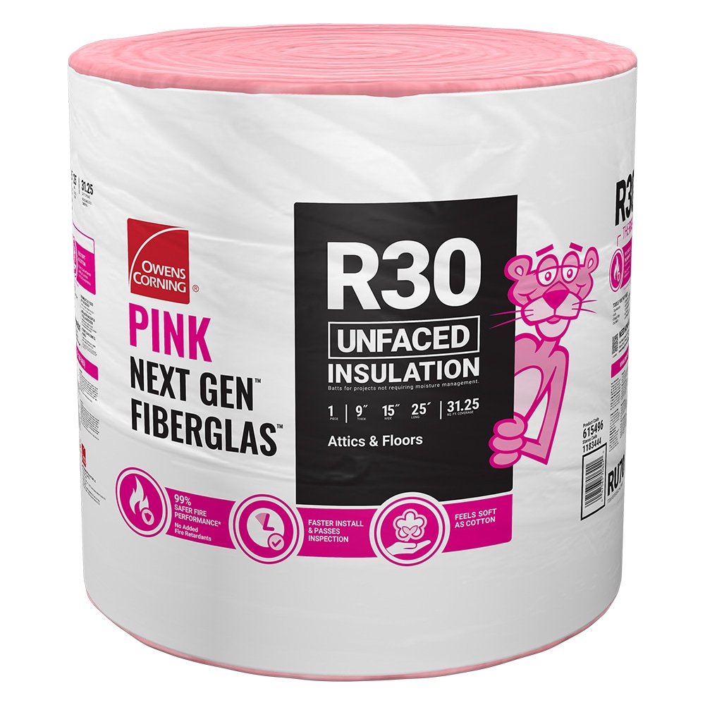 Owens Corning RU70 R- 30 Attic Unfaced Fiberglass Roll Insulation 31.25-sq ft ( 15-in W x 25-ft L ) Individual pack