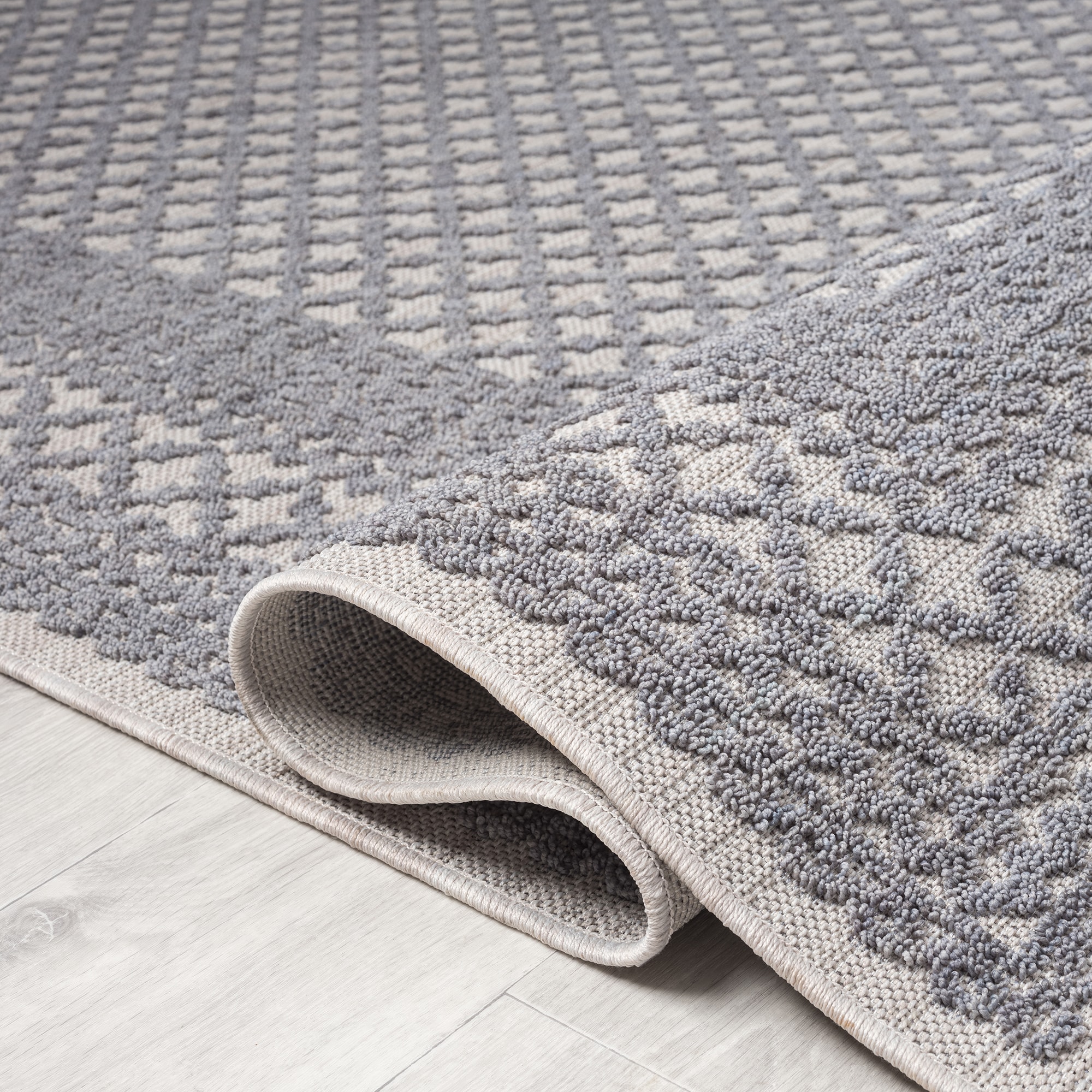 Winona Reversible Blue Geometric 8' x 9' Synthetic Area Rug