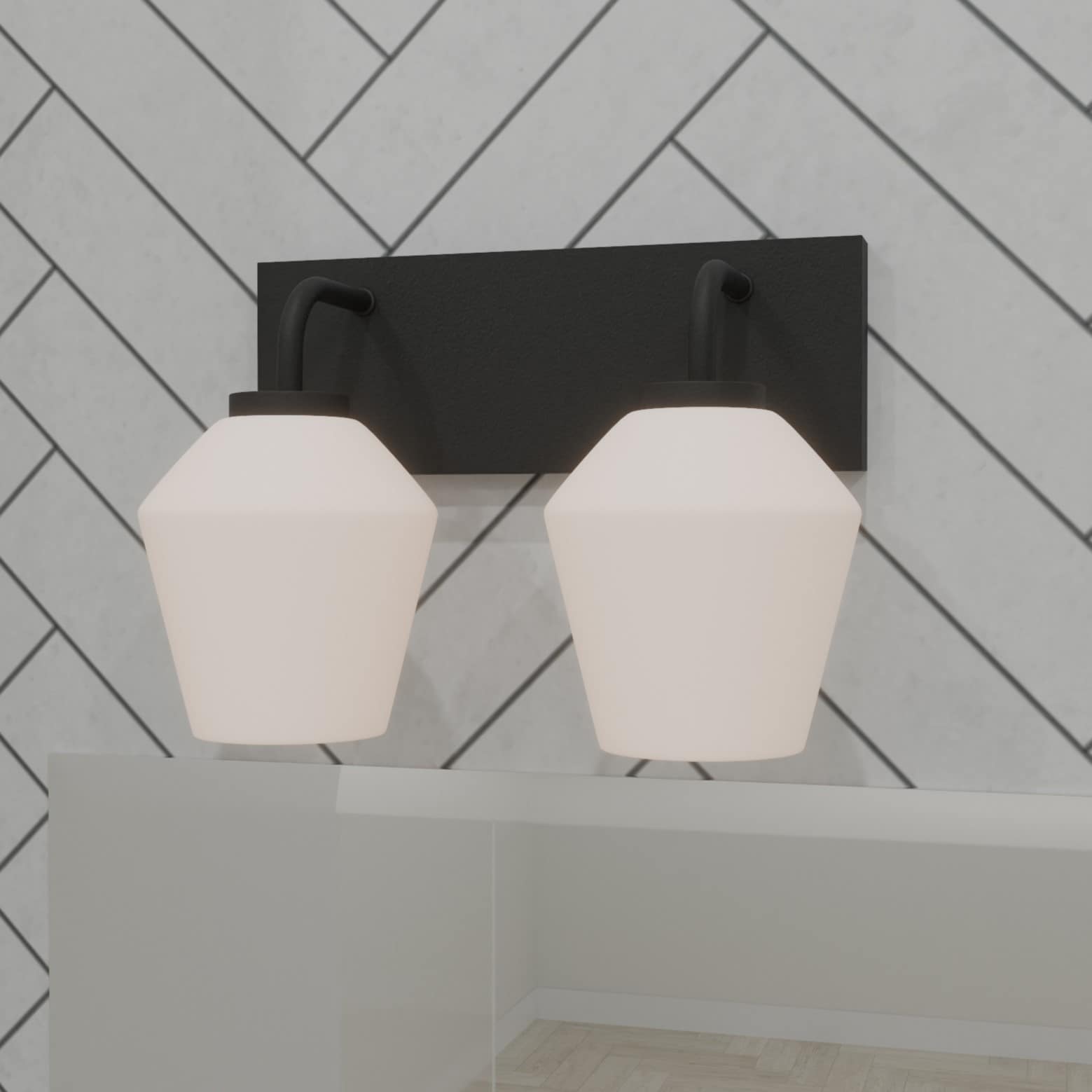 Quoizel NIE8613MBK Nielson 13.5-in 2 -Light Matte Black Transitional Vanity light