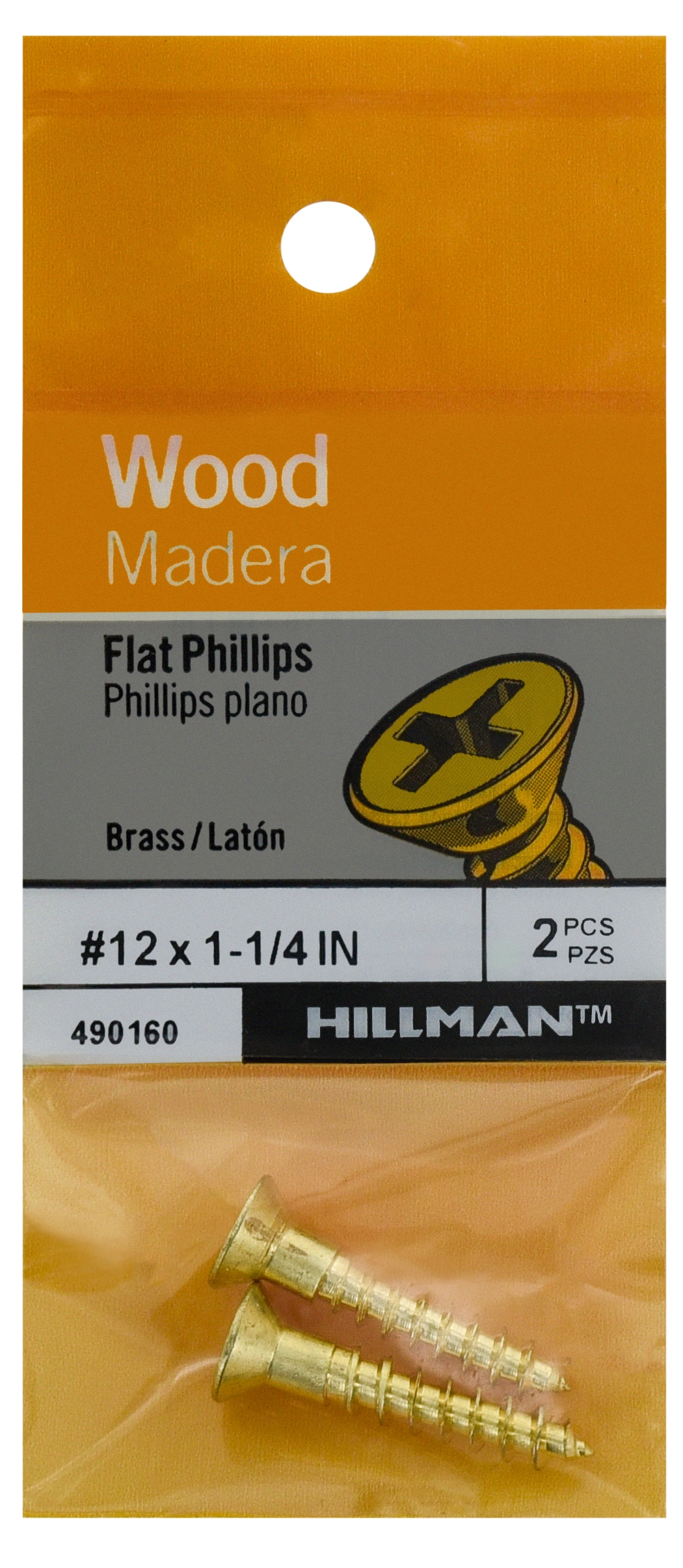 Hillman 490160 #12 x 1-1/4-in Brass Interior Wood screws ( 2 -Per Box )