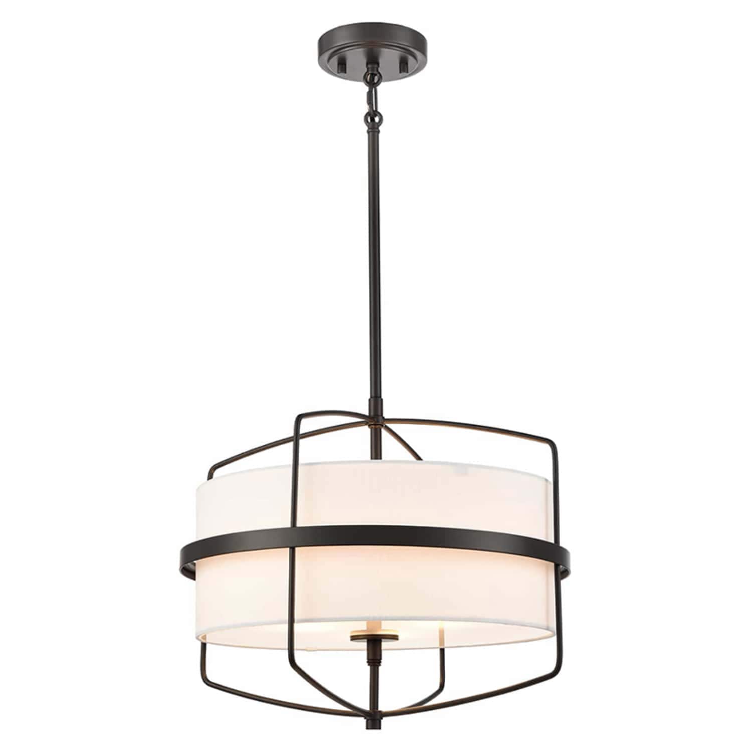 Claxy DZ-T5379-3DU-OB Fabric 1 -Light Oil Rubbed Bronze Modern/contemporary Drum Medium Hanging Pendant light
