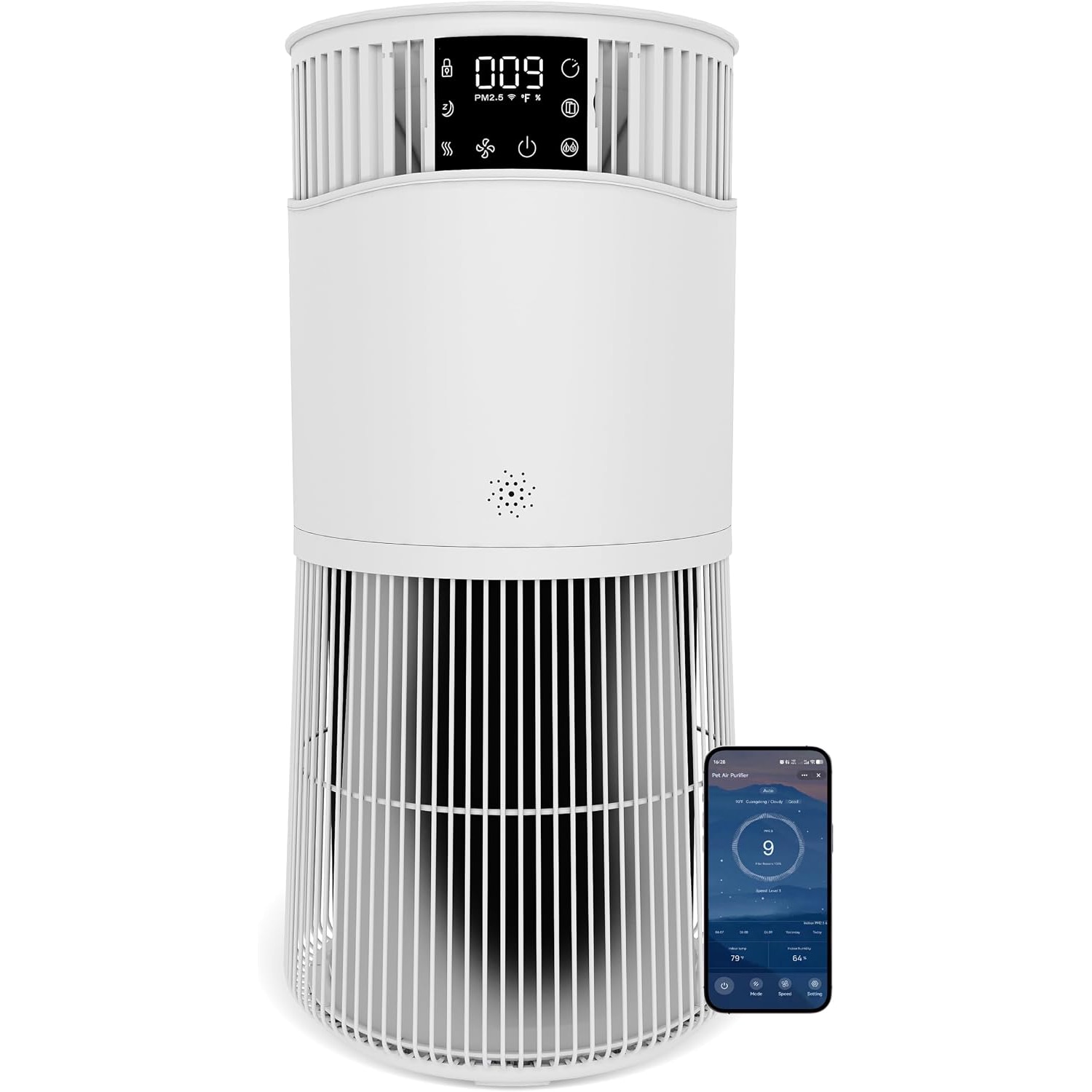 IdealHouse Smart Air Purifier for Home Large Room up to 3000 Square Feet and Washable Pre-Filter 229 CFM High-CADR Air Cleaner for Pet Hair Odor Dander Real-Time AQI Display 23dB Sleep Mode App Control