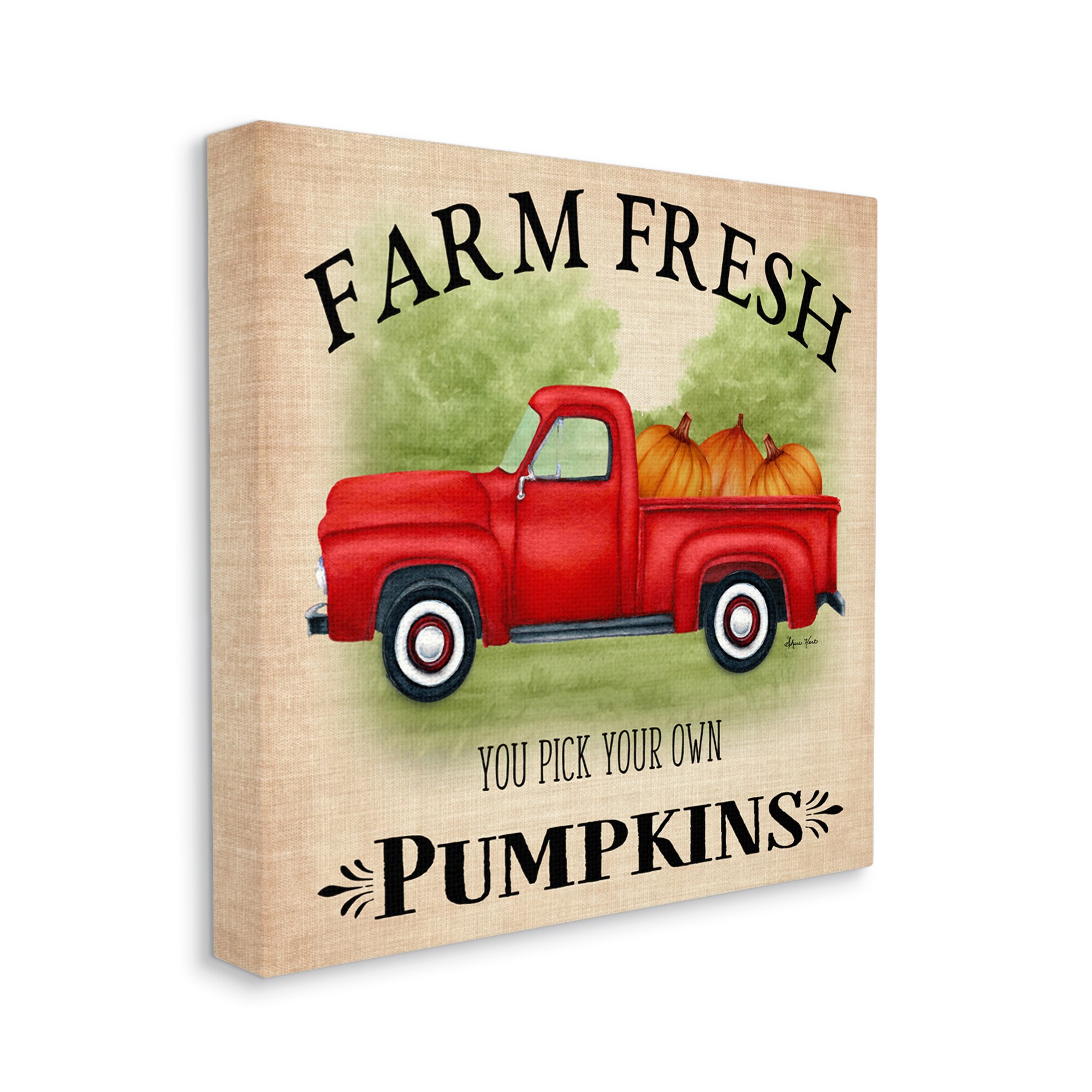 Farmers Market Orange Pumpkin Truck  Printed Handmade  Wood Sign 