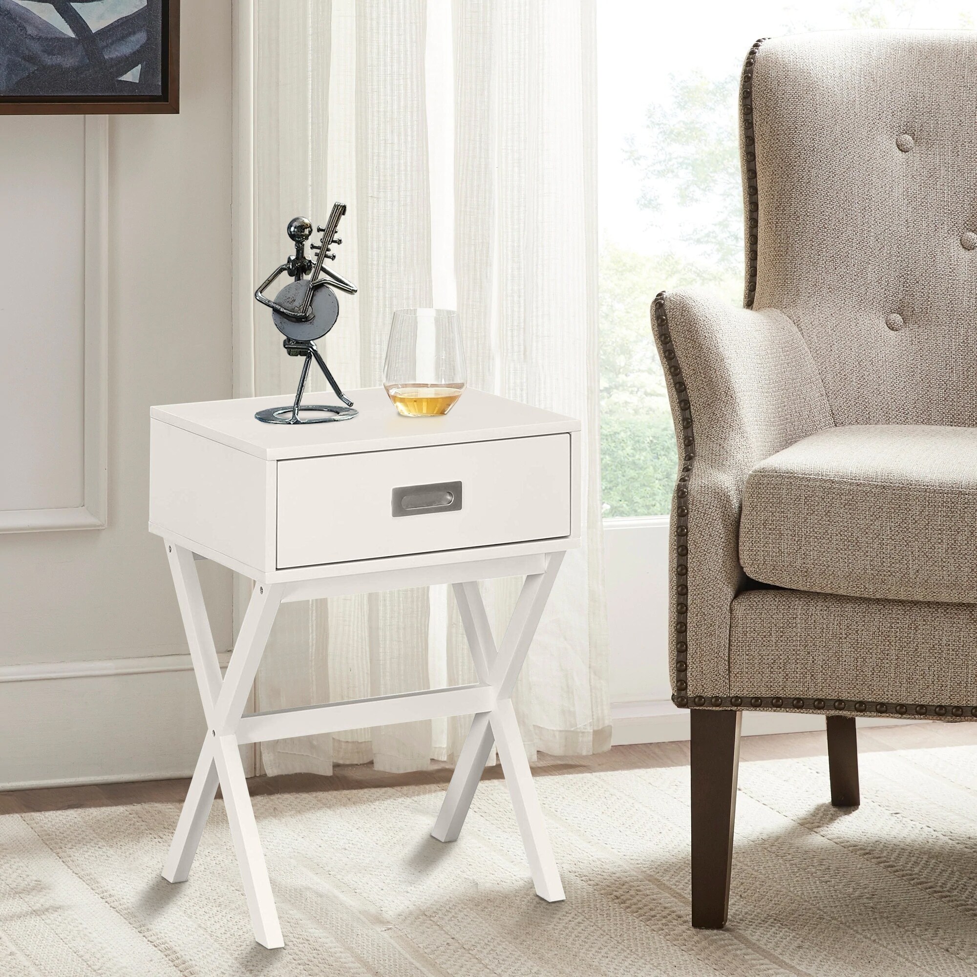 CASAINC WF-M180426-1-W-MR Wood nightstand White Nightstand