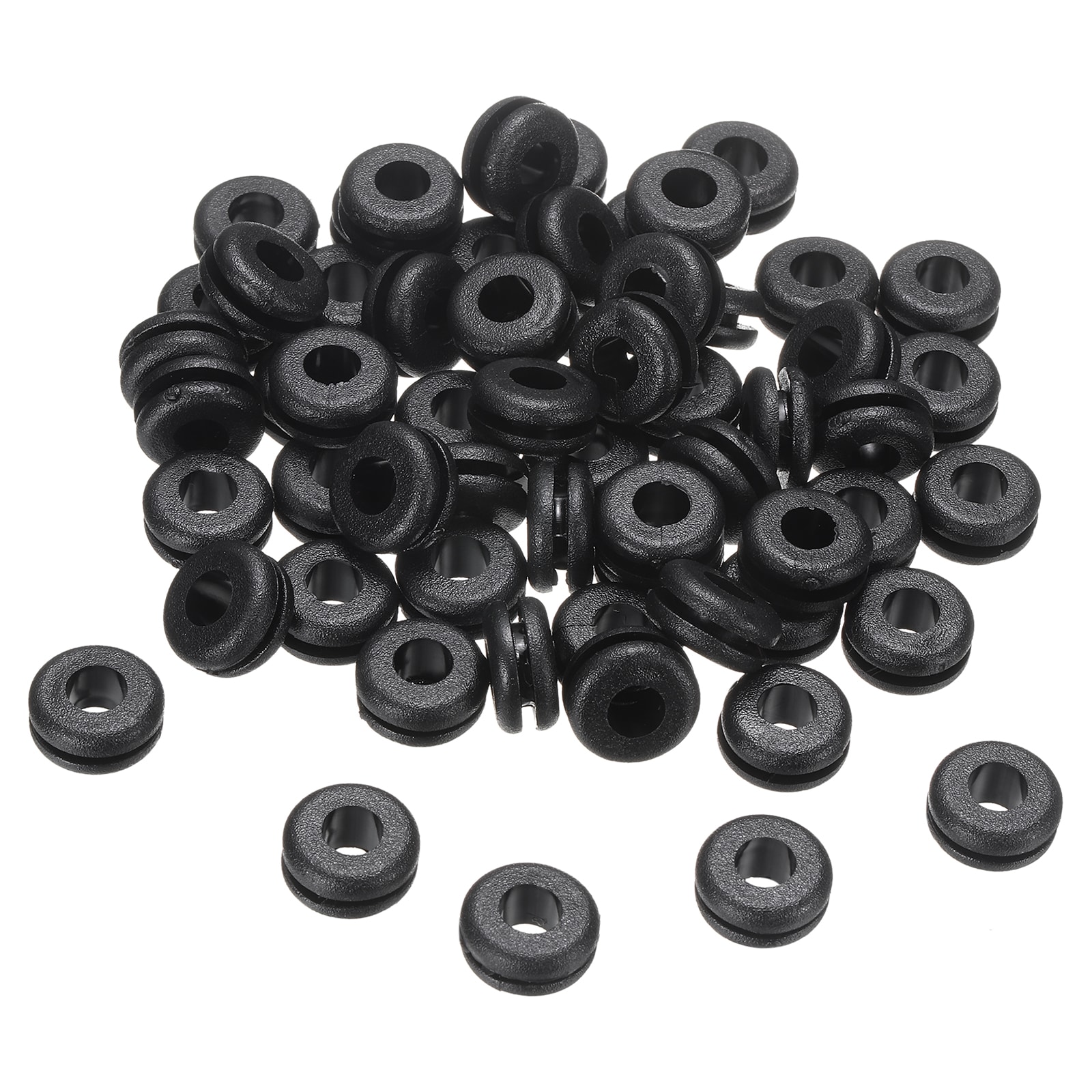Unique Bargains 60pcs Rubber Grommets 1/4 ID 3/8 Drill Hole Firewall Grommet Automotive Rubber Hole Eyelet Ring Gasket for Wire Cable Hose Protection Metal Electric Box (6x10mm Black)