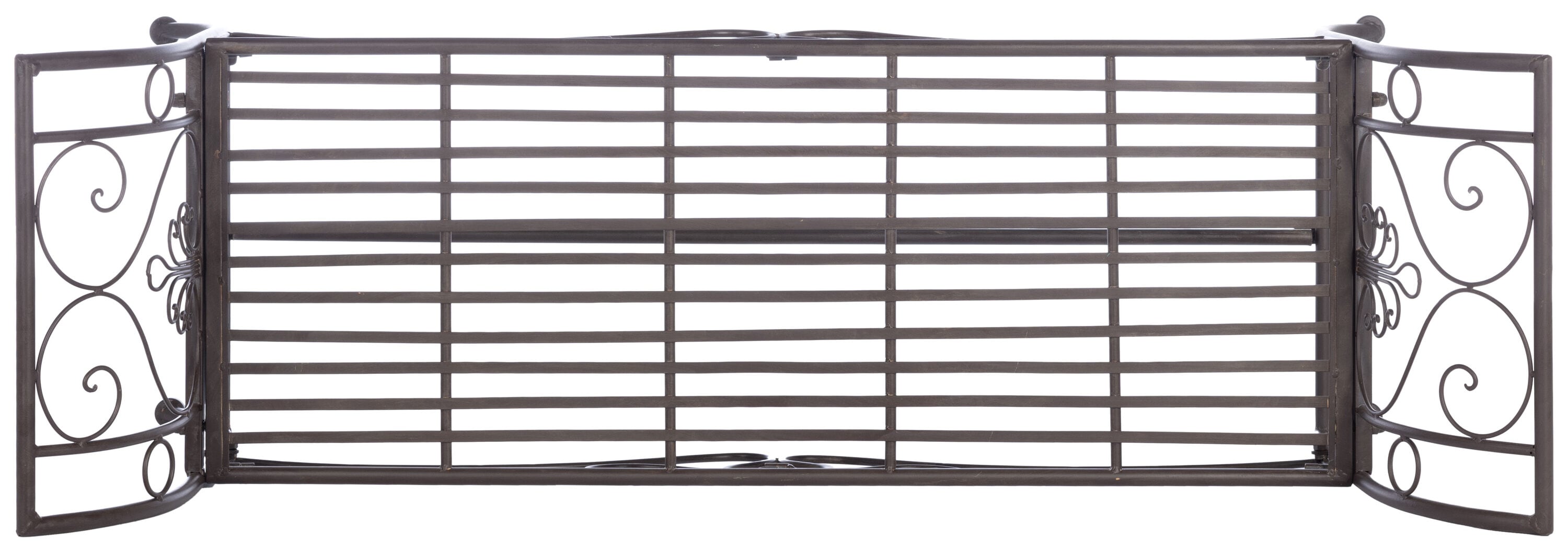 Victorian Elegance Rustic Brown Wrought Iron Outdoor Garden Bench
