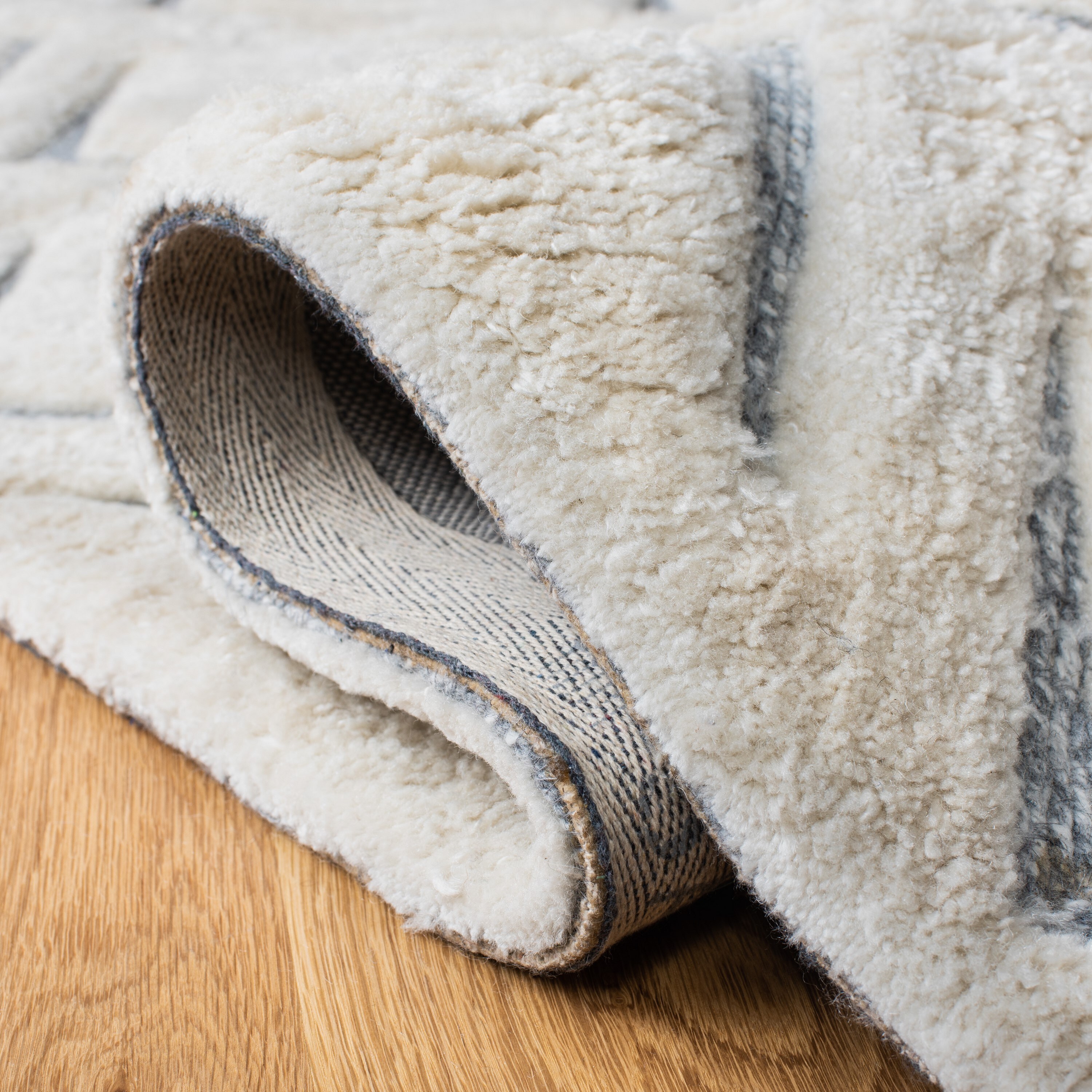 Hand-Tufted Ivory and Gray Cotton Rectangular Area Rug