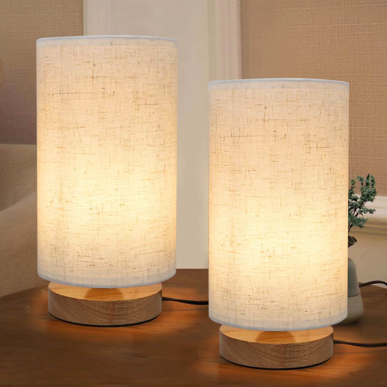 IJBUHV Bedside Table Lamps Set of 2 Fabric Shade 3 Color Temp in the ...