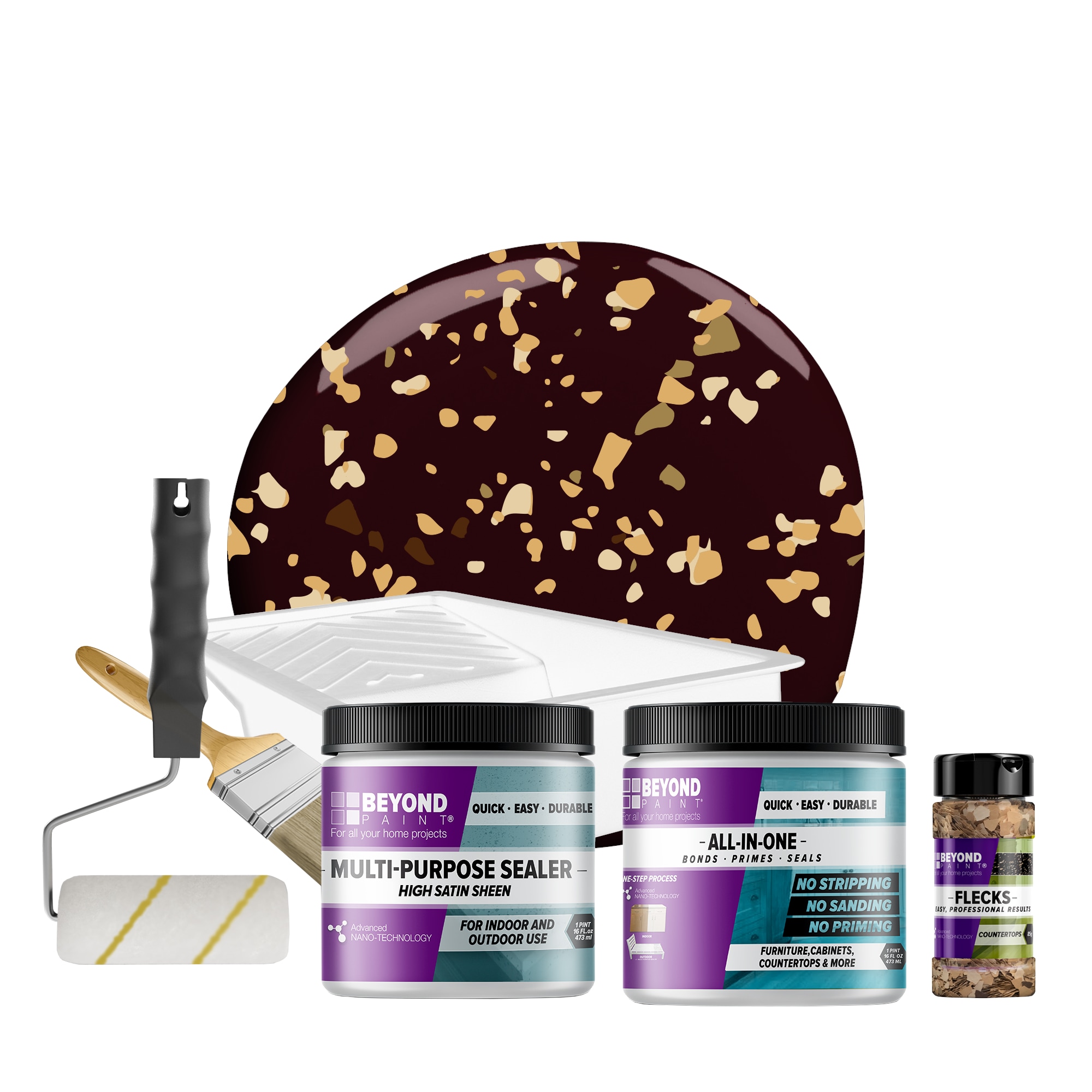 Beyond Paint BP53 Countertop and Multi-Surface Autumn Countertop Fleck Kit in Mocha Flat Countertop Refinishing kit