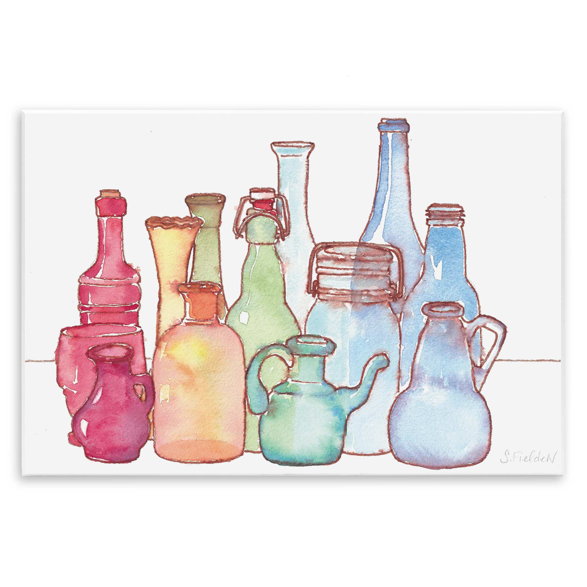 Stupell Industries BS-579-WD-10X15 Colorful Vases Collection Wall Plaque Art By Stephanie Fielden 15 x 10