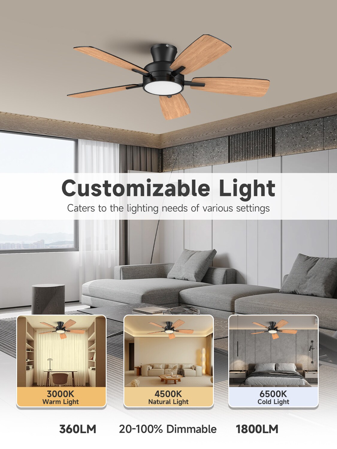 TALOYA TLY46-BK-5X-T5 Ceiling-Fans - View #4