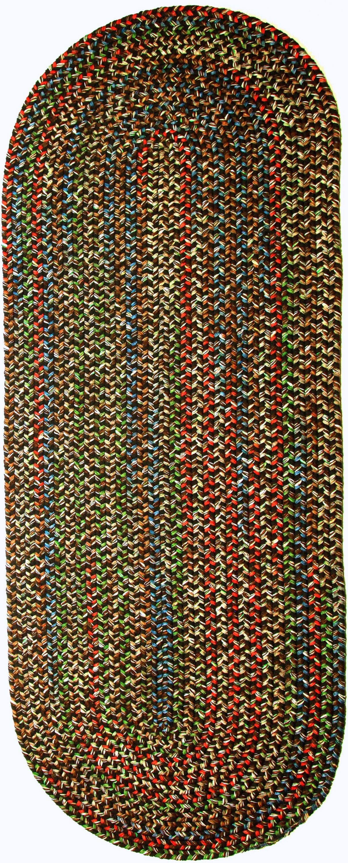 Rhody Rug KA33R024X048 2 x 4 (ft) Braided Polypropylene Brown Oval Indoor/Outdoor Geometric Area rug