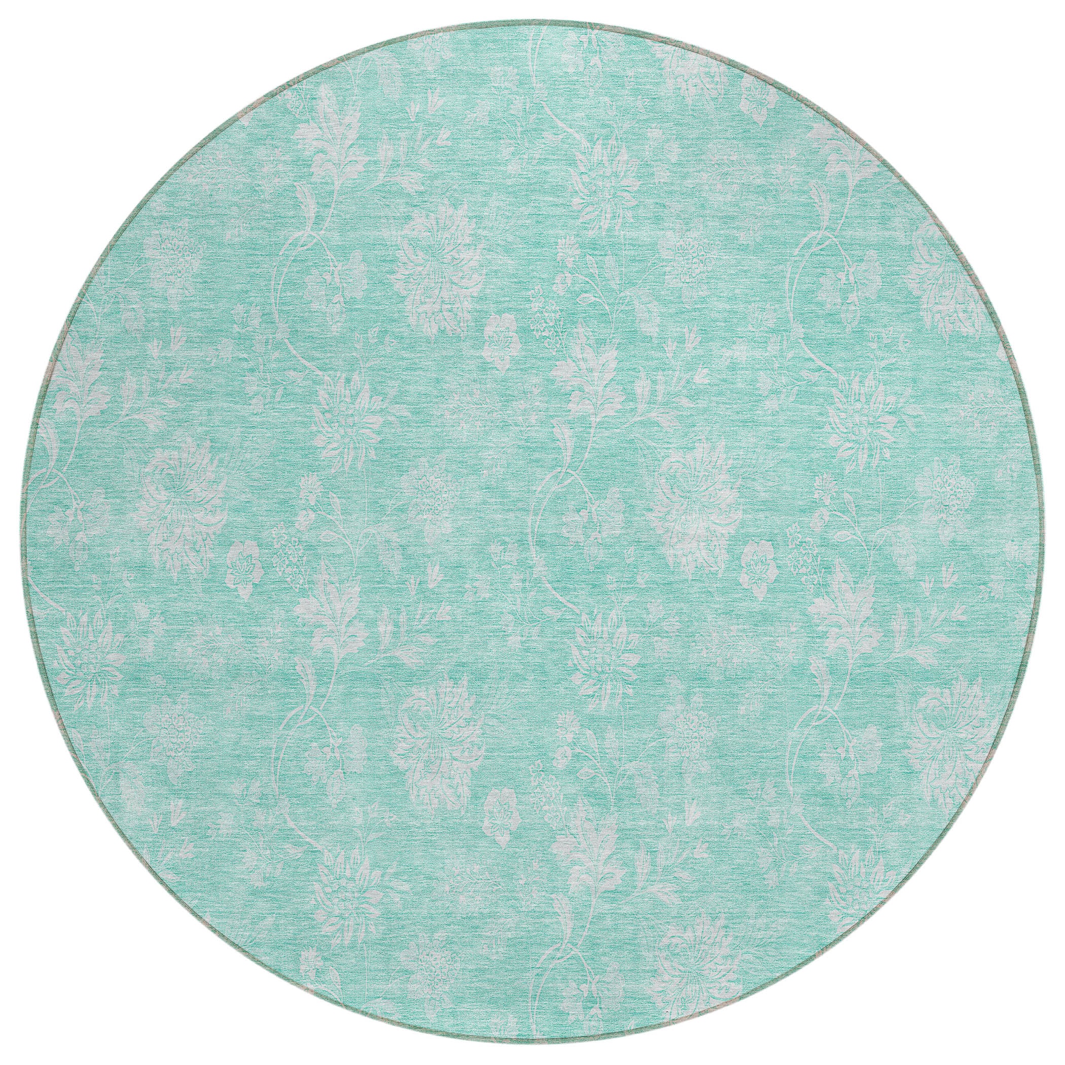 Addison Rugs ACN681AQ8RO Chantille ACN681AQ 8 x 8 (ft) Polyester Aqua Round Indoor/Outdoor Geometric Machine washable Area rug