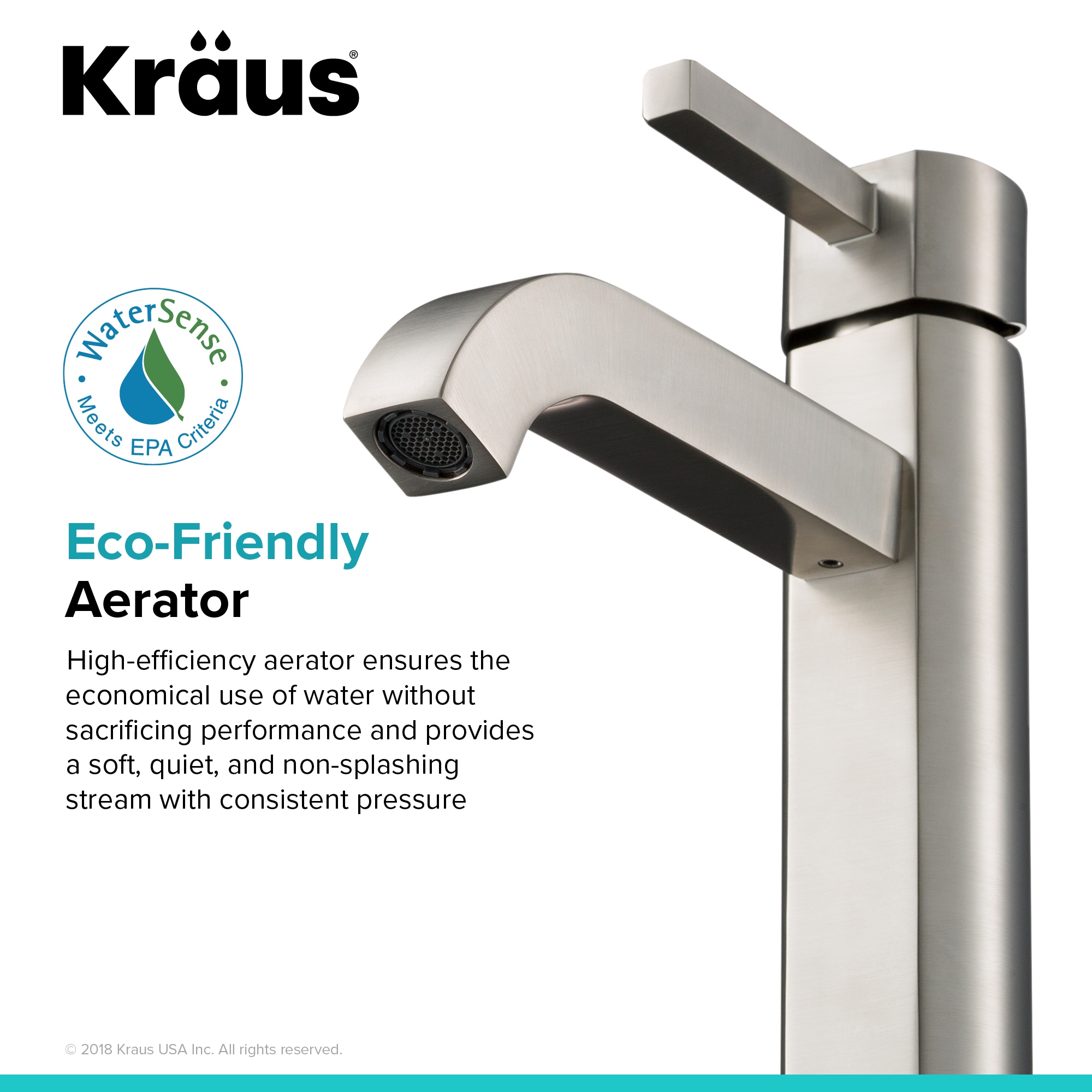 Satin Nickel Modern Single Hole Vessel Faucet