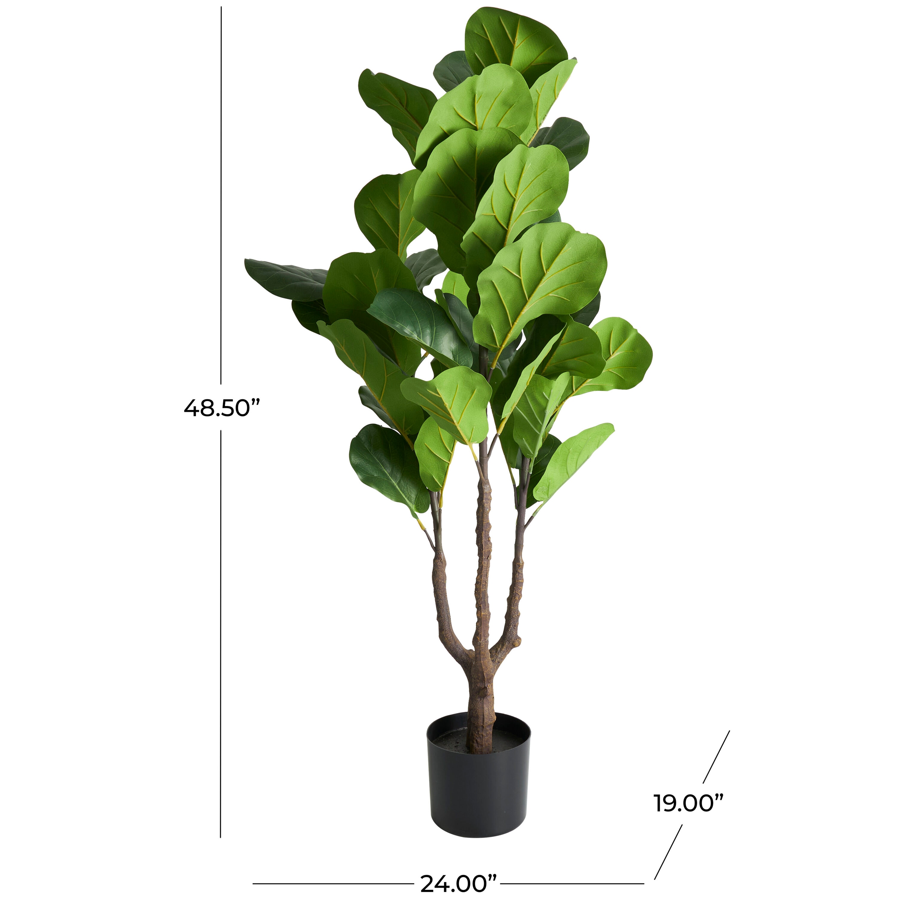 Grayson Lane 48.5-in Green with Black Pot Indoor Fiddle Leaf Artificial ...