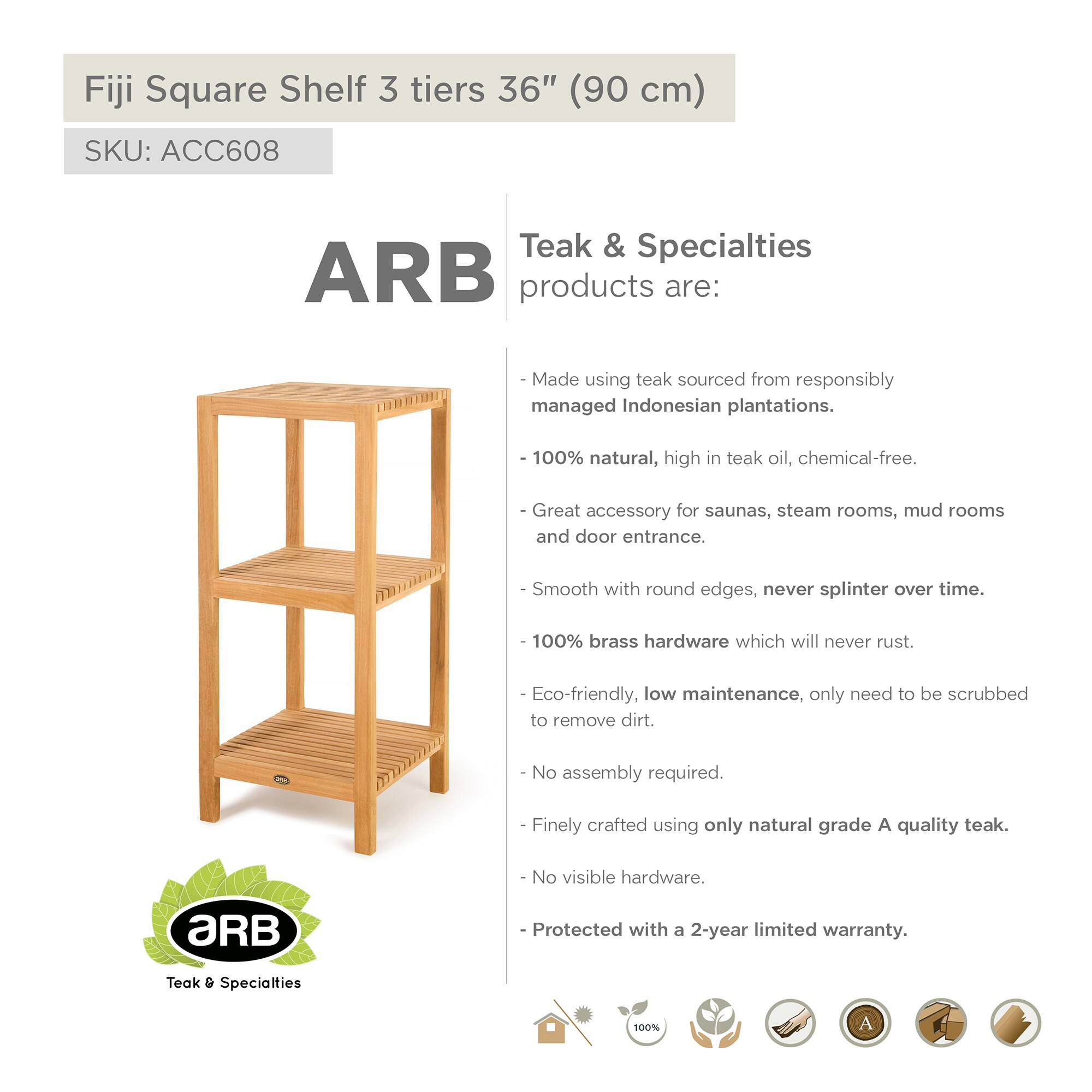 ARB Teak & Specialties ACC608 Bathroom-Shelves - View #7