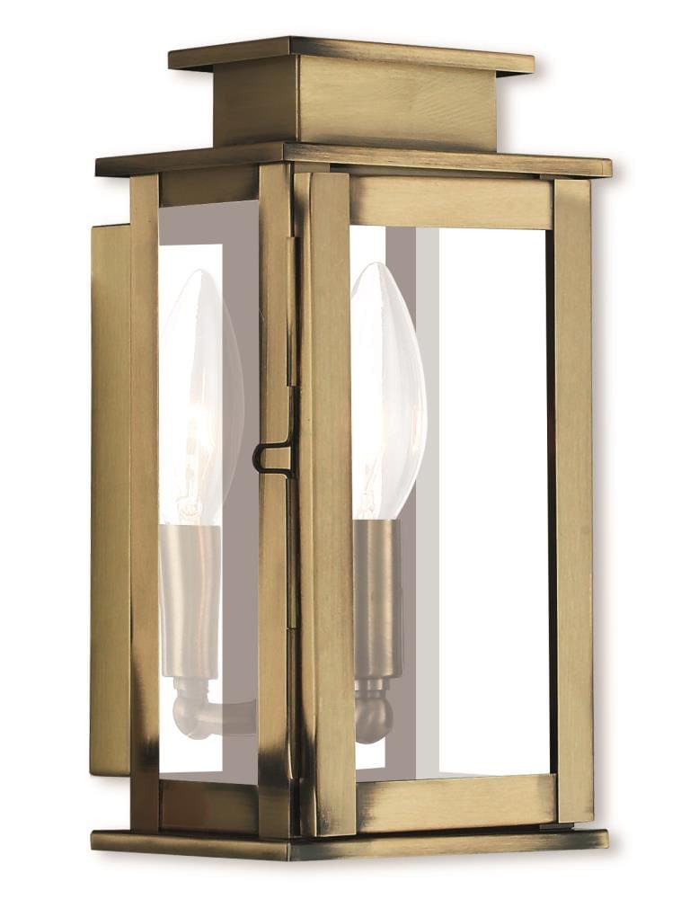 Livex Lighting 20191-01 Princeton 1 -Light 9-in H Antique Brass Hardwired Outdoor Wall Light