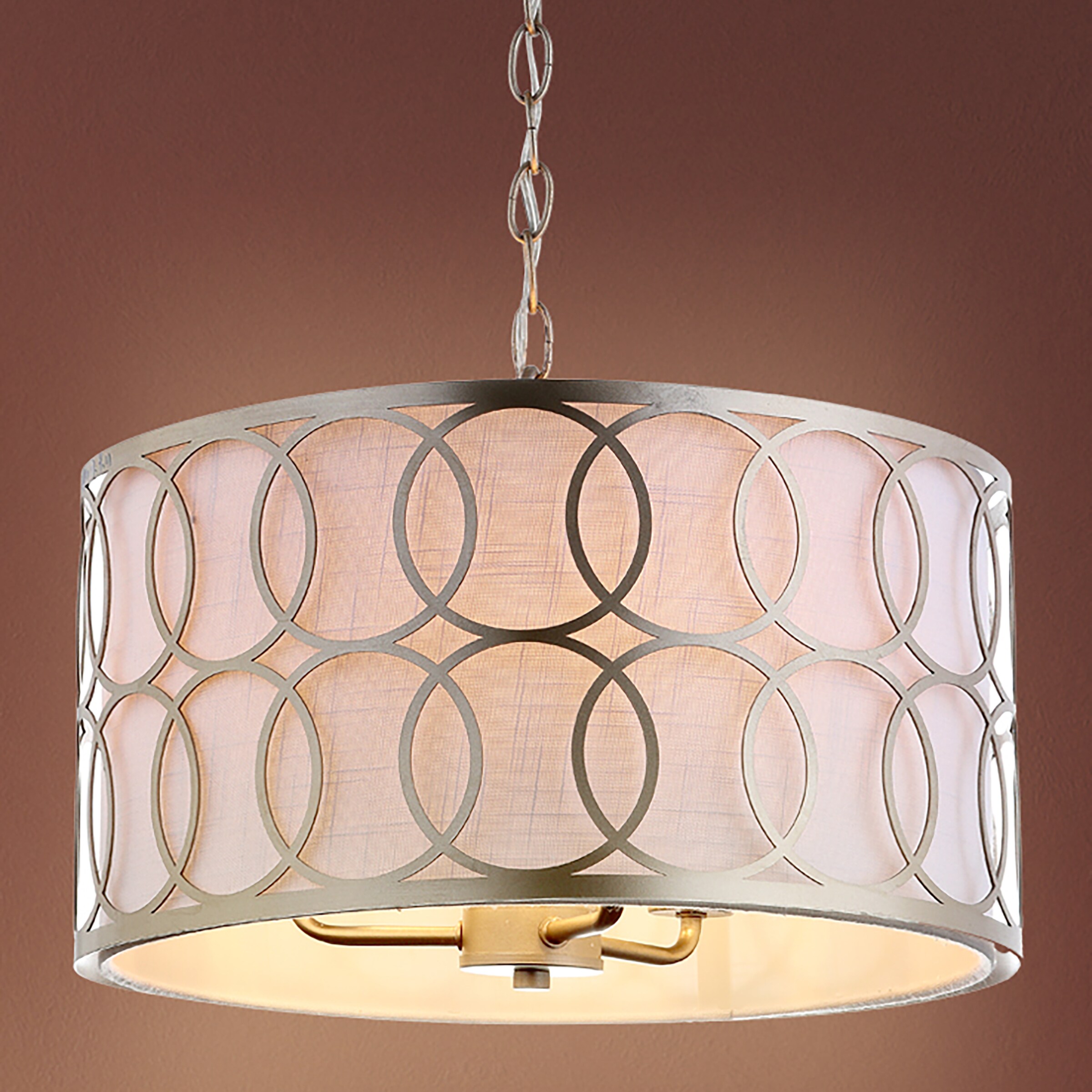 JONATHAN  Y JYL3511B Loop 16" Metal Transitional 3 -Light Soft Gold Modern/contemporary Drum Medium Hanging Kitchen island light