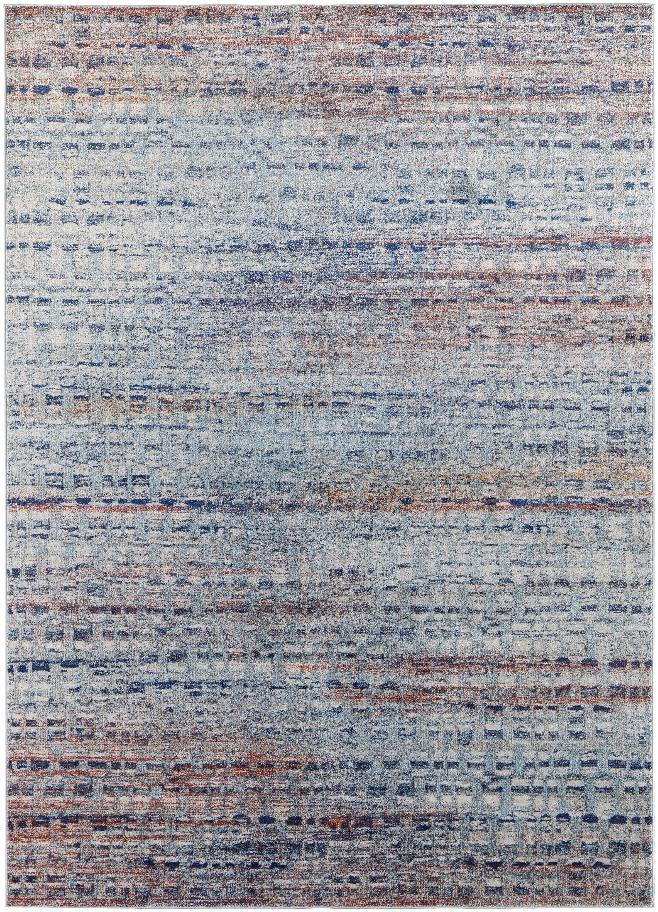 Room Envy EDGR39IUBLUMLTF10 8 x 10 (ft) Loomed Polypropylene Blue/Ivory/Orange Rectangular Indoor Abstract Area rug