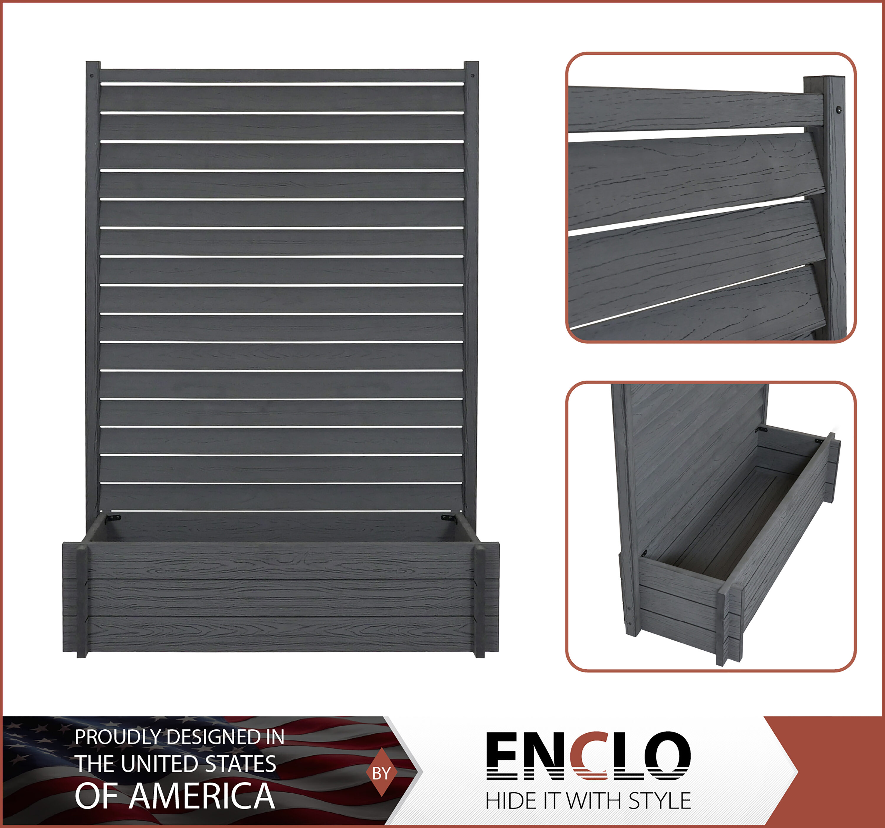 Enclo Privacy Screens Sedona 43-in W x 60-in H Charcoal Vinyl/Polyresin ...