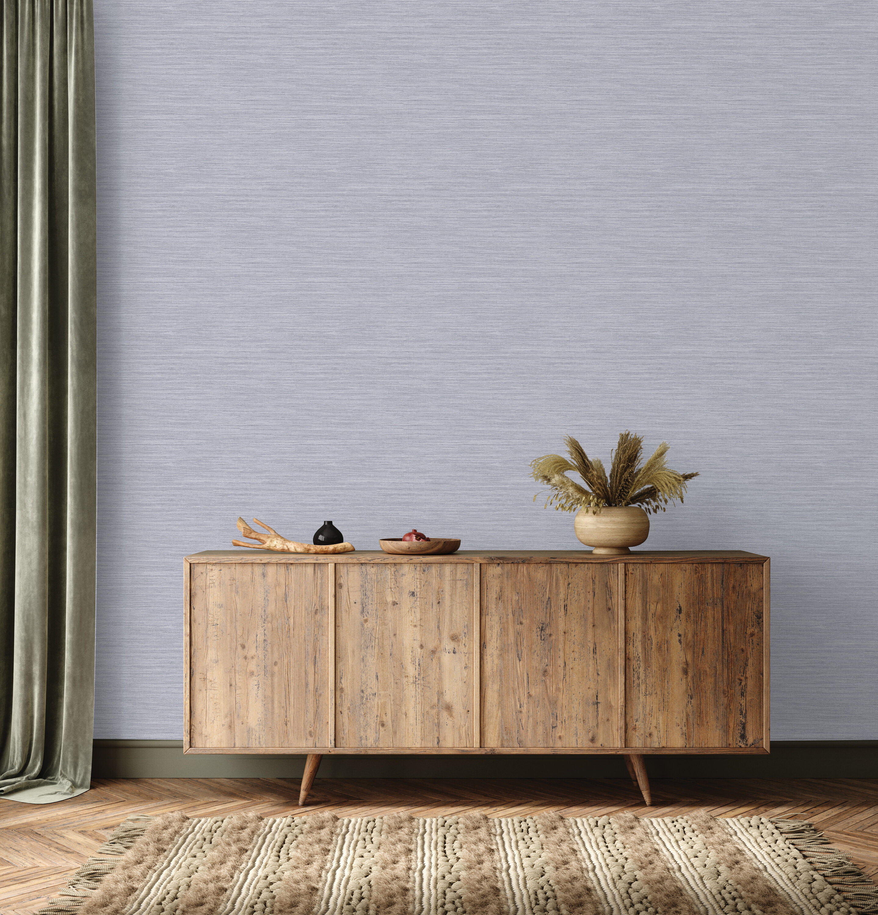 Powder Blue Vinyl Grasscloth Peel and Stick Wallpaper Roll