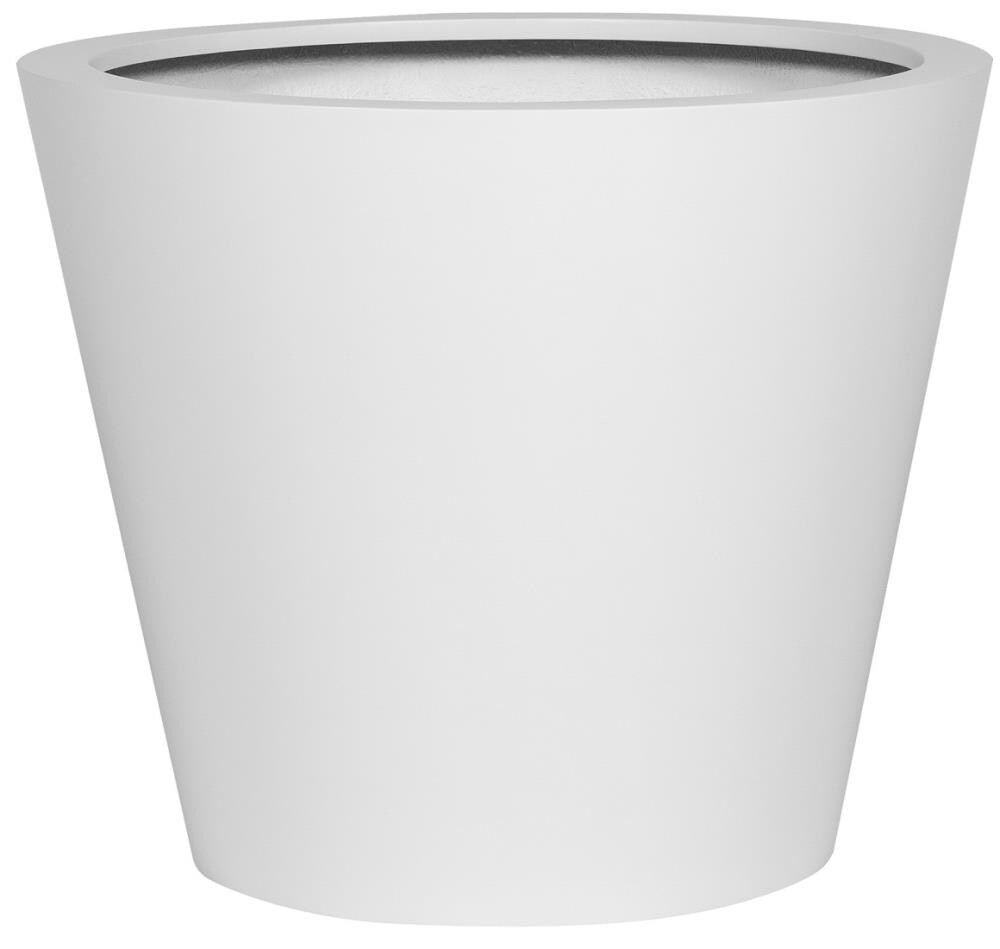 Pottery Pots E1004-50-MW Round 23-in W x 20-in H White Stone Contemporary/Modern Indoor/Outdoor Nursery Planter
