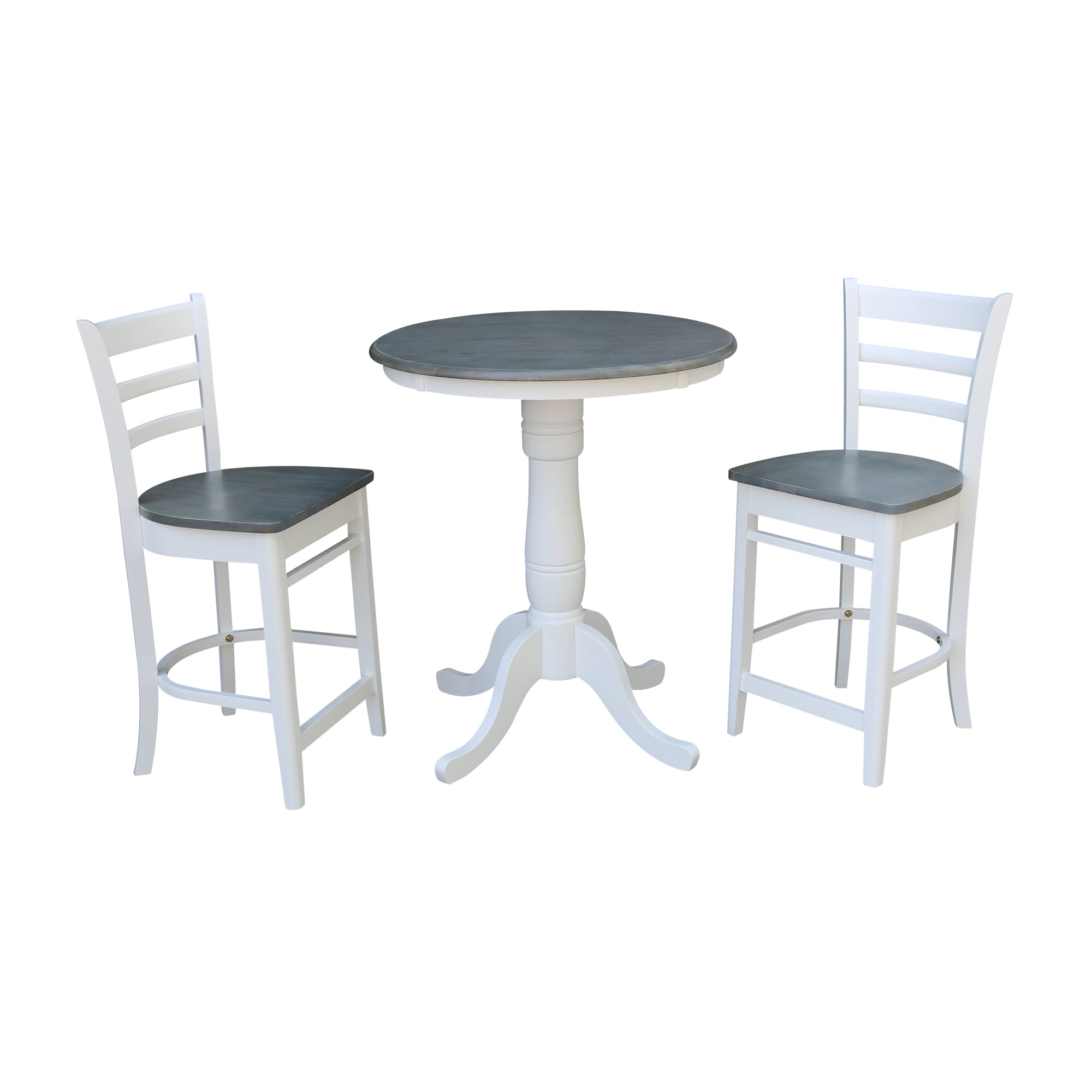International Concepts K05-30RT-6B-S6172-2 White/Heather Gray Casual Dining Room Set with Round Table ( Seats 2 )