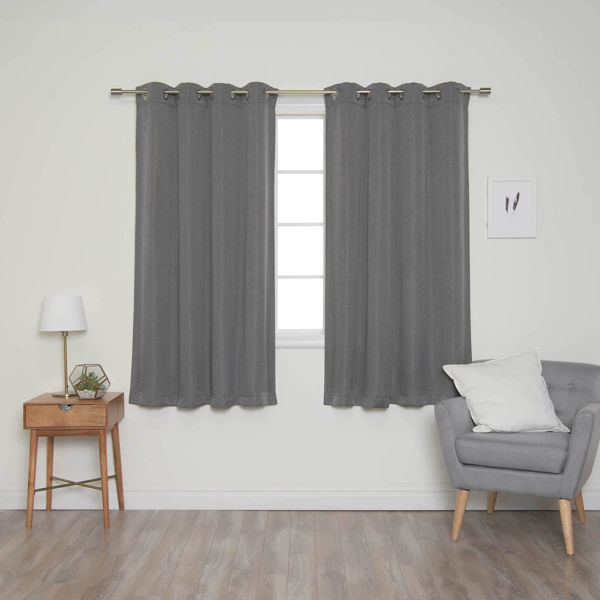 Best Home Fashion JC-05-GS-63-DK.GREY 63-Inches Dark Grey Blackout Grommet Curtain panel pair