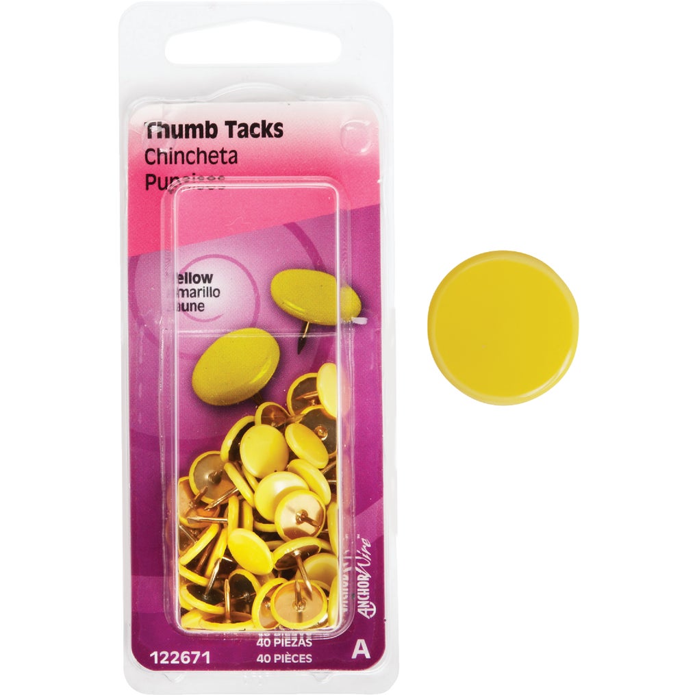 Hillman 5/16 Steel Thumb Tacks in Yellow Polybox - Durable and Versatile Fasteners #122671