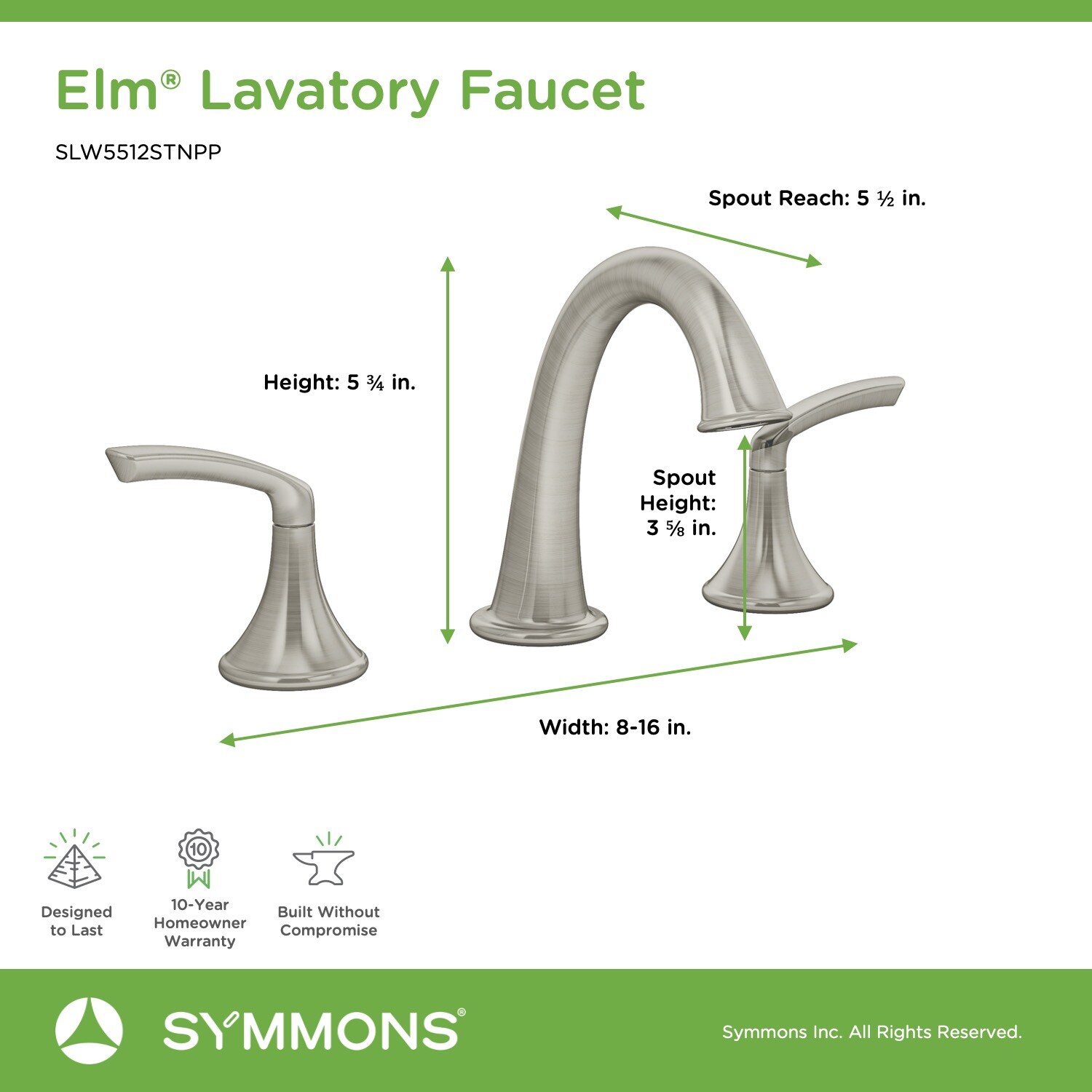 Symmons Elm Satin Nickel Widespread 2-Handle WaterSense Bathroom Sink ...