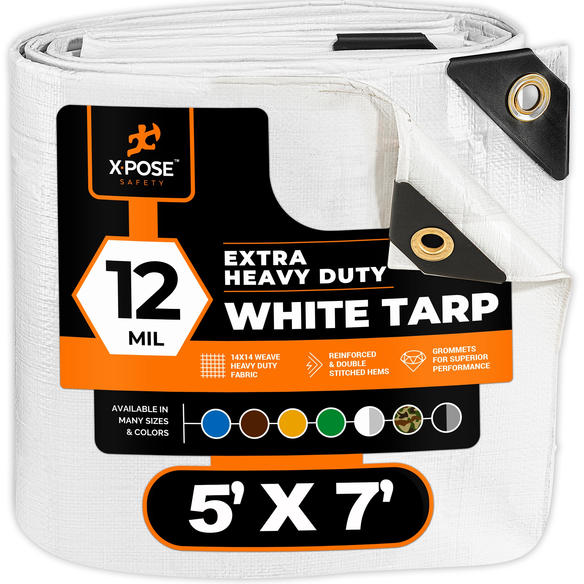 XPOSE SAFETY WHD-57-X 5-ft x 7-ft White Waterproof Commercial Polyethylene 12-mil Tarp