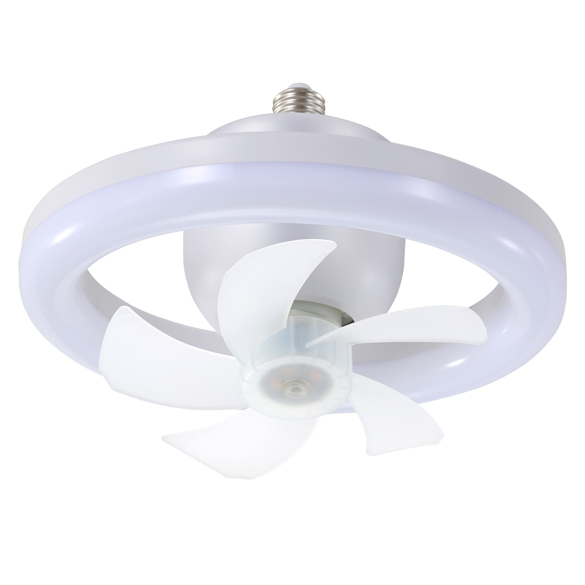 Yardreeze ALHW934001 10-in Color-Changing Integrated LED Outdoor Flush Mount White with White Blades Plug-in Ceiling Fan With Light - Remote Included ( 5 -Blade )