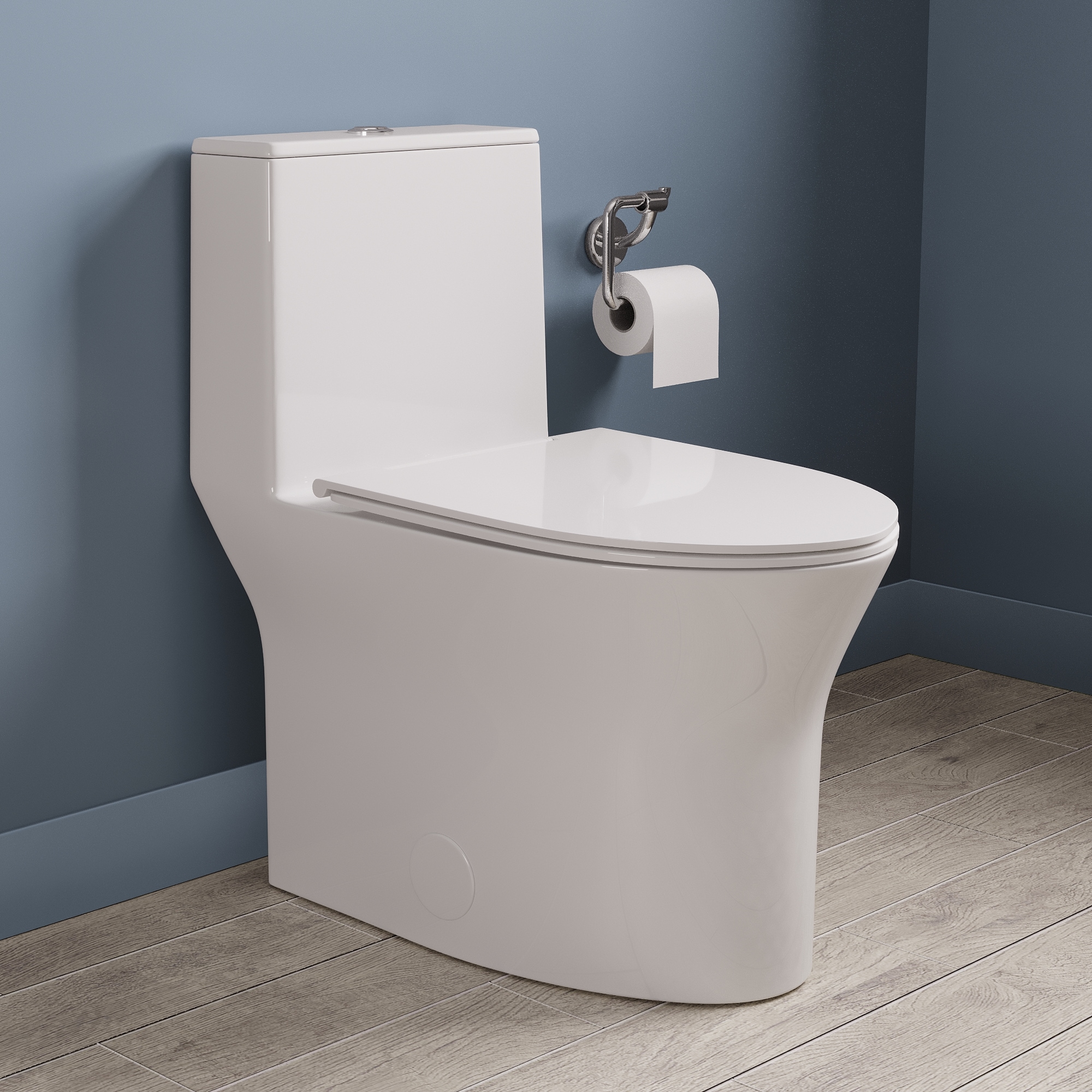 DeerValley DV-1F0250 White Dual Flush Elongated Standard height Soft Close 1-piece Toilet 12-in Rough-In 1.6 GPF