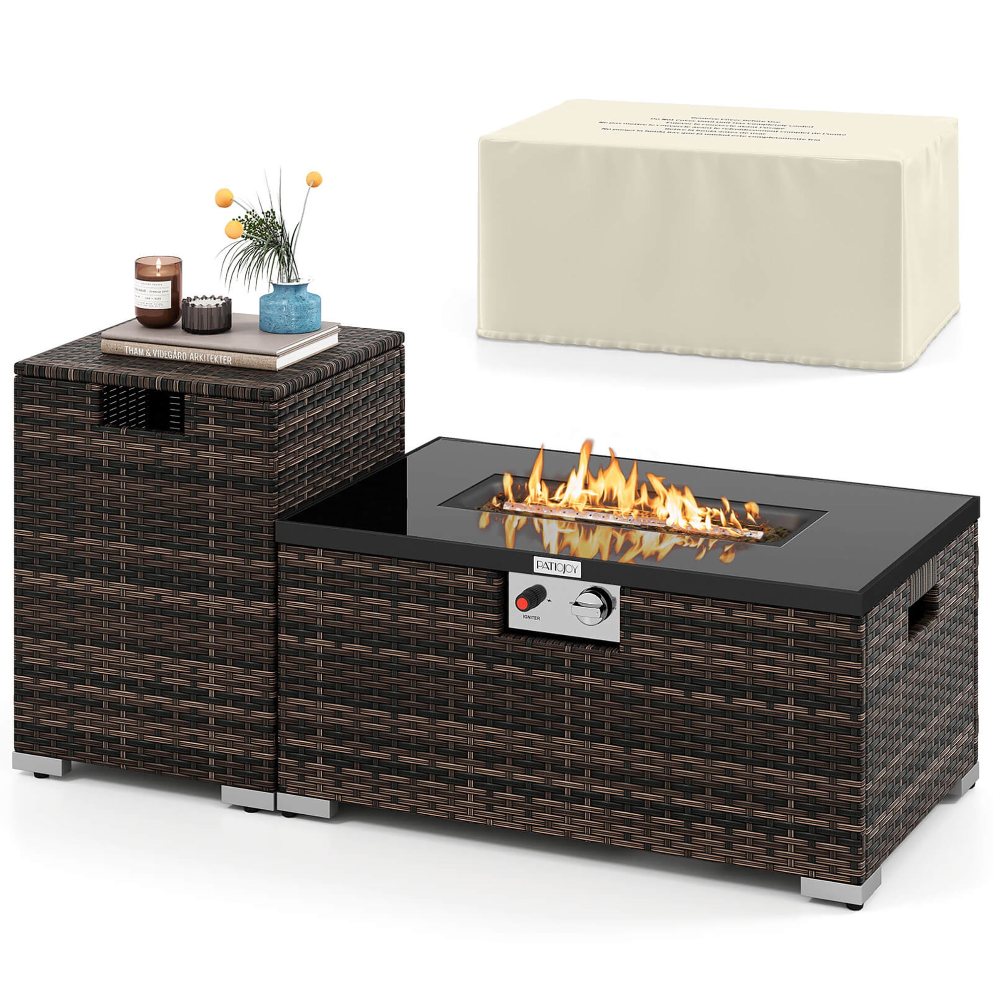 Costway 20-in W 40000 Maximum BTUs Steel Rectangle Portable Liquid propane Fire pit