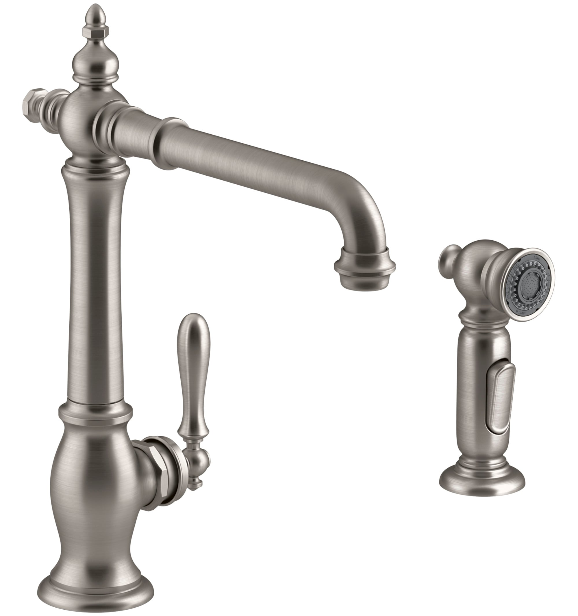 KOHLER 99265-VS Artifacts Vibrant Stainless Single Handle Deck-mount Kitchen Faucet with Sprayer ( Side Sprayer Included )