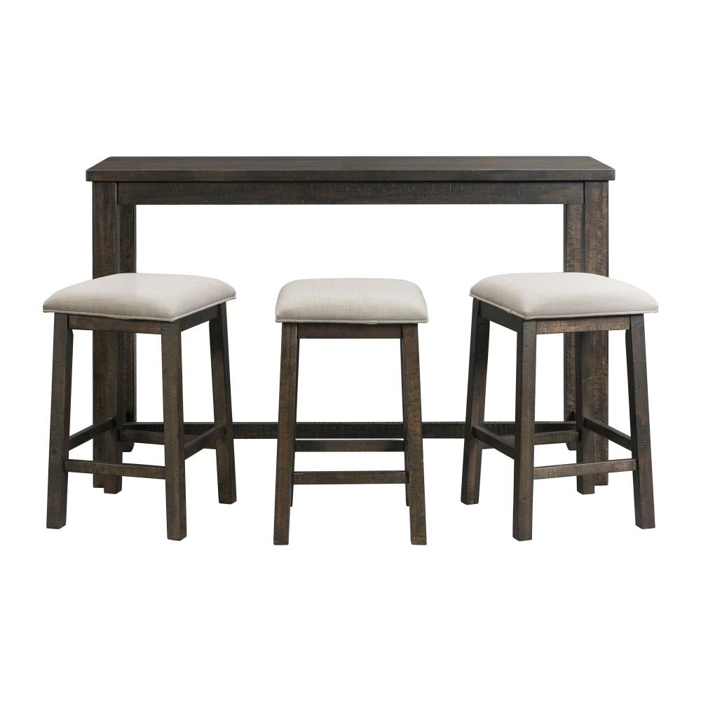 Smokey Walnut 60" Multipurpose Bar Table Set with USB & Power Strip