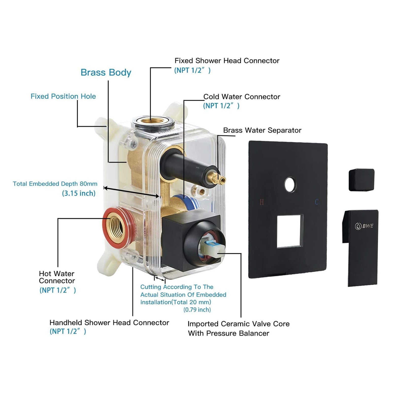 BWE A-95018-BLACK Tub-Shower-Faucets - View #5
