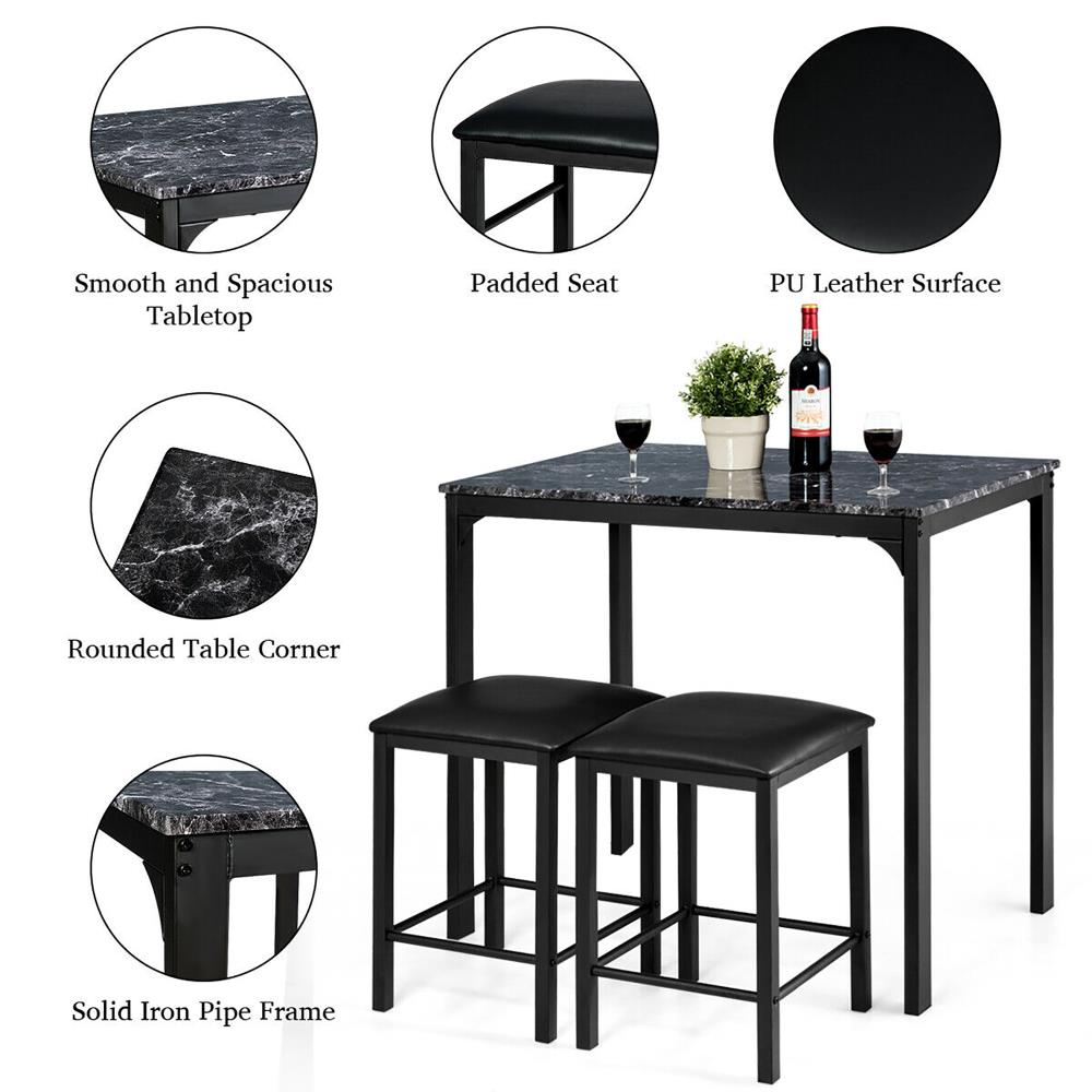 Goplus Black Contemporary Modern Dining Room Set with Rectangular