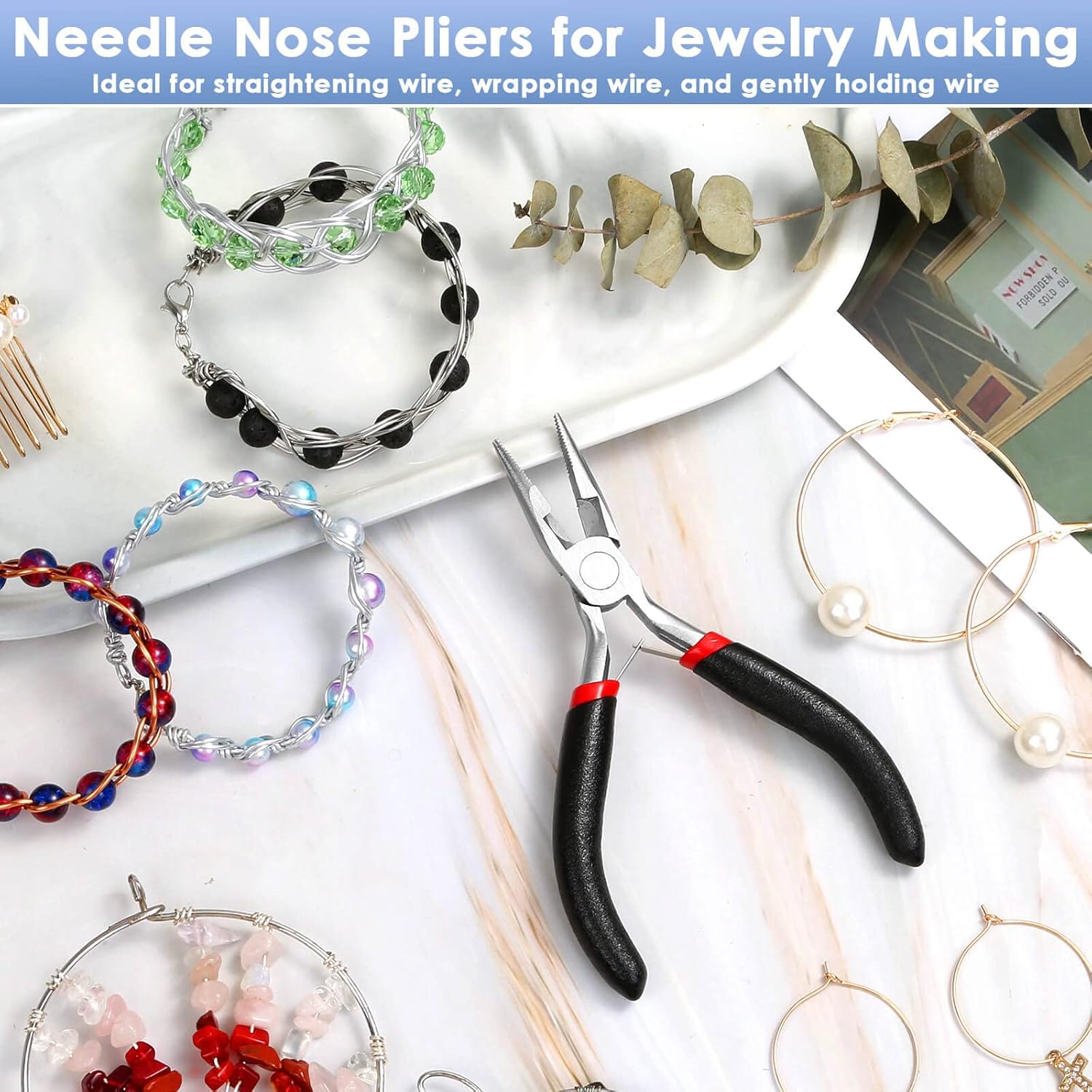 Aoibox Needle Nose Pliers for Jewelry Making Long Nose Craft Pliers ...
