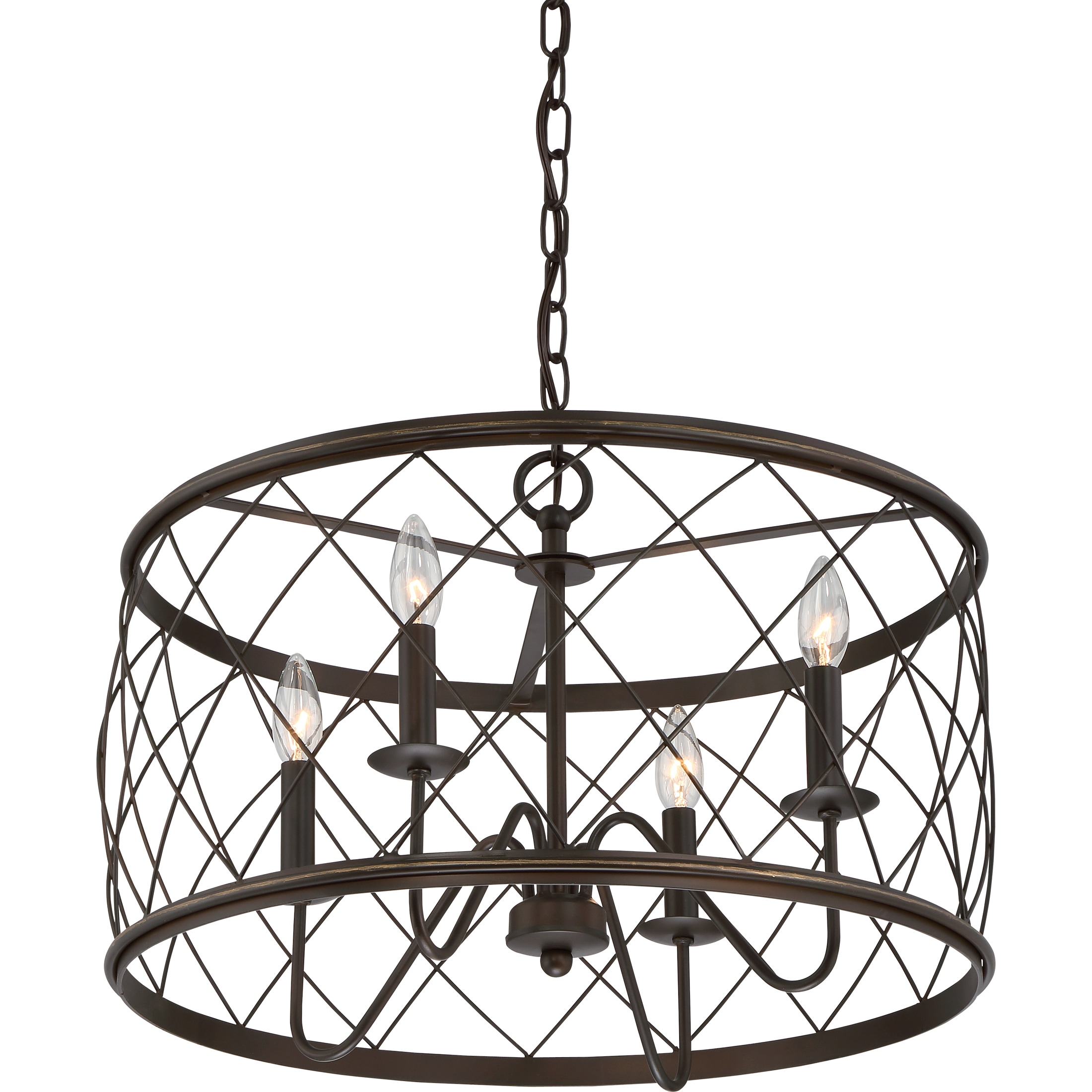 Palladian Bronze 21" Circular Diamond Cage Pendant Light