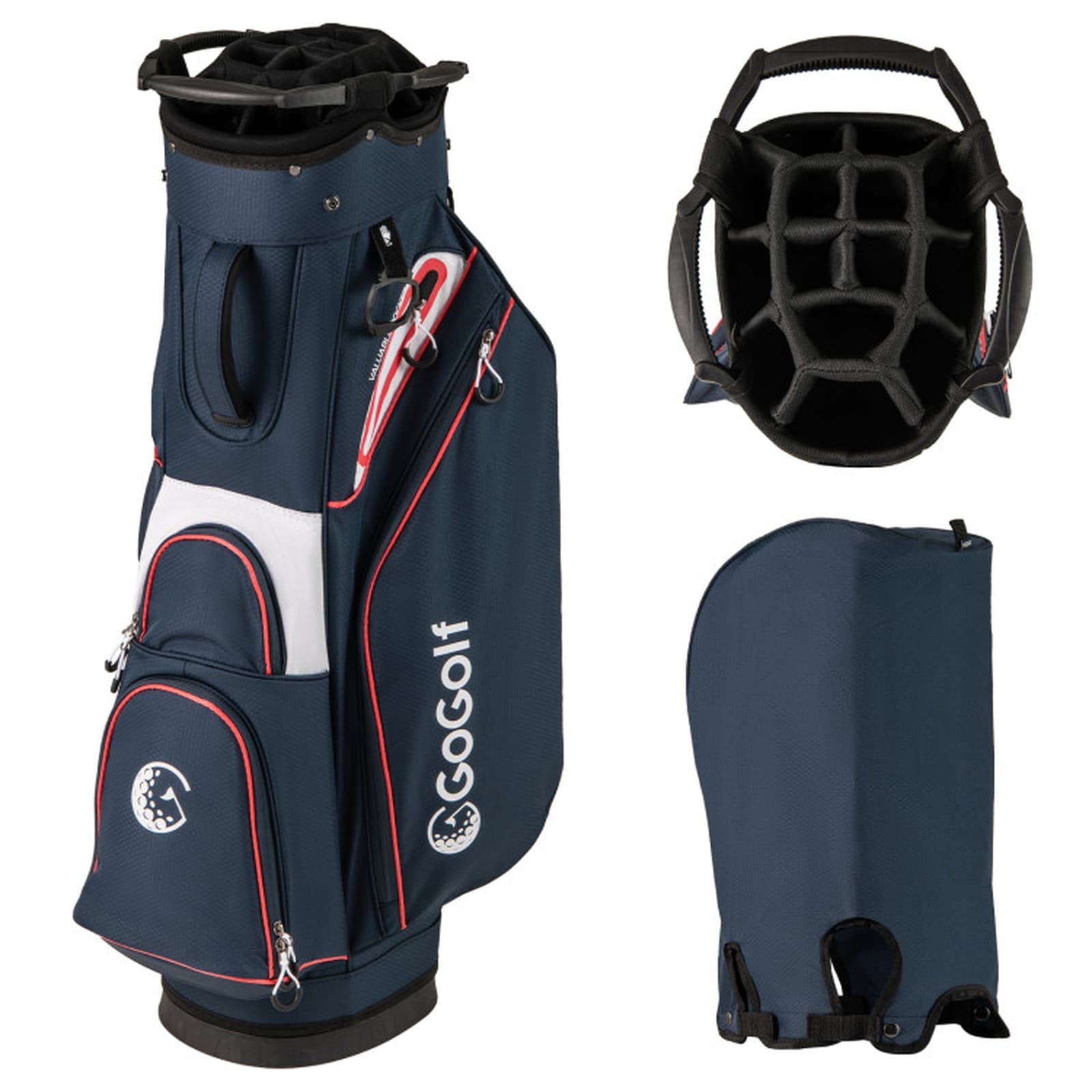 SUGIFT Lightweight Golf Cart Bag 4.7-lb Portable Golf Club Organizer with 14-Way Divider Oversized Putter Holder and 6 Waterproof Zippered Pockets