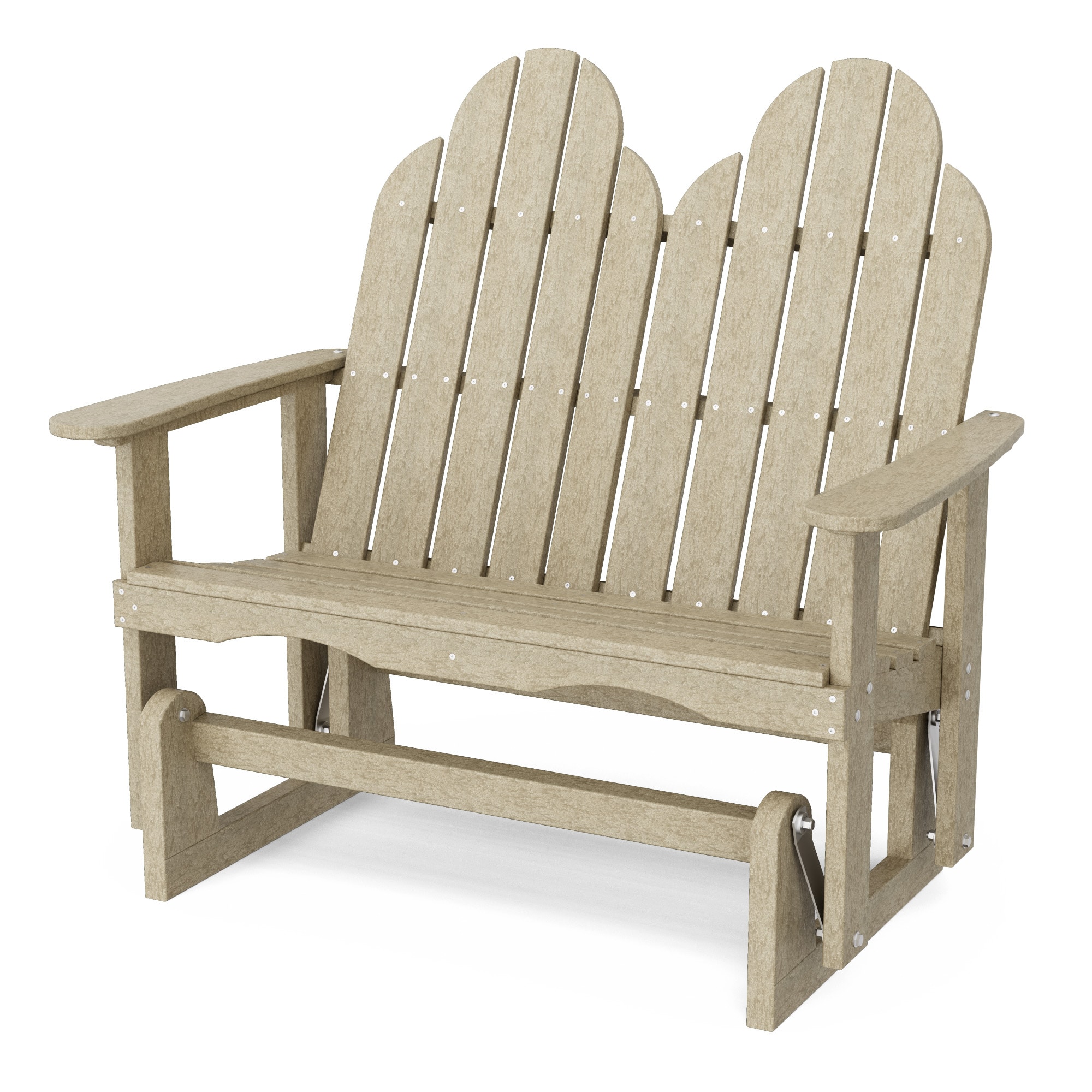 Wildridge LCC-208-WW Classic Adirondack 2 -person Weathered Wood HDPE Outdoor Glider
