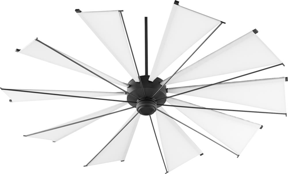 Quorum International 67210-69 Mykonos 72-Inches Noir with White Blades Indoor/Outdoor Downrod mount Standard Ceiling Fan and Remote ( 10 -Blade)