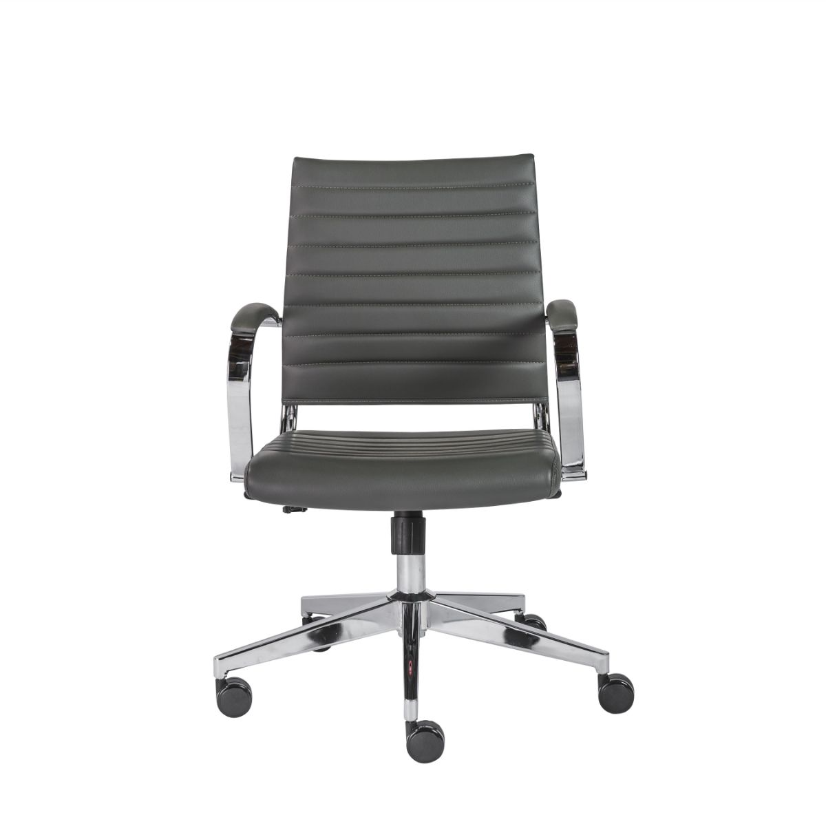 HomeRoots 370502 Amelia Gray Contemporary Adjustable Height Swivel Faux Leather Desk Chair
